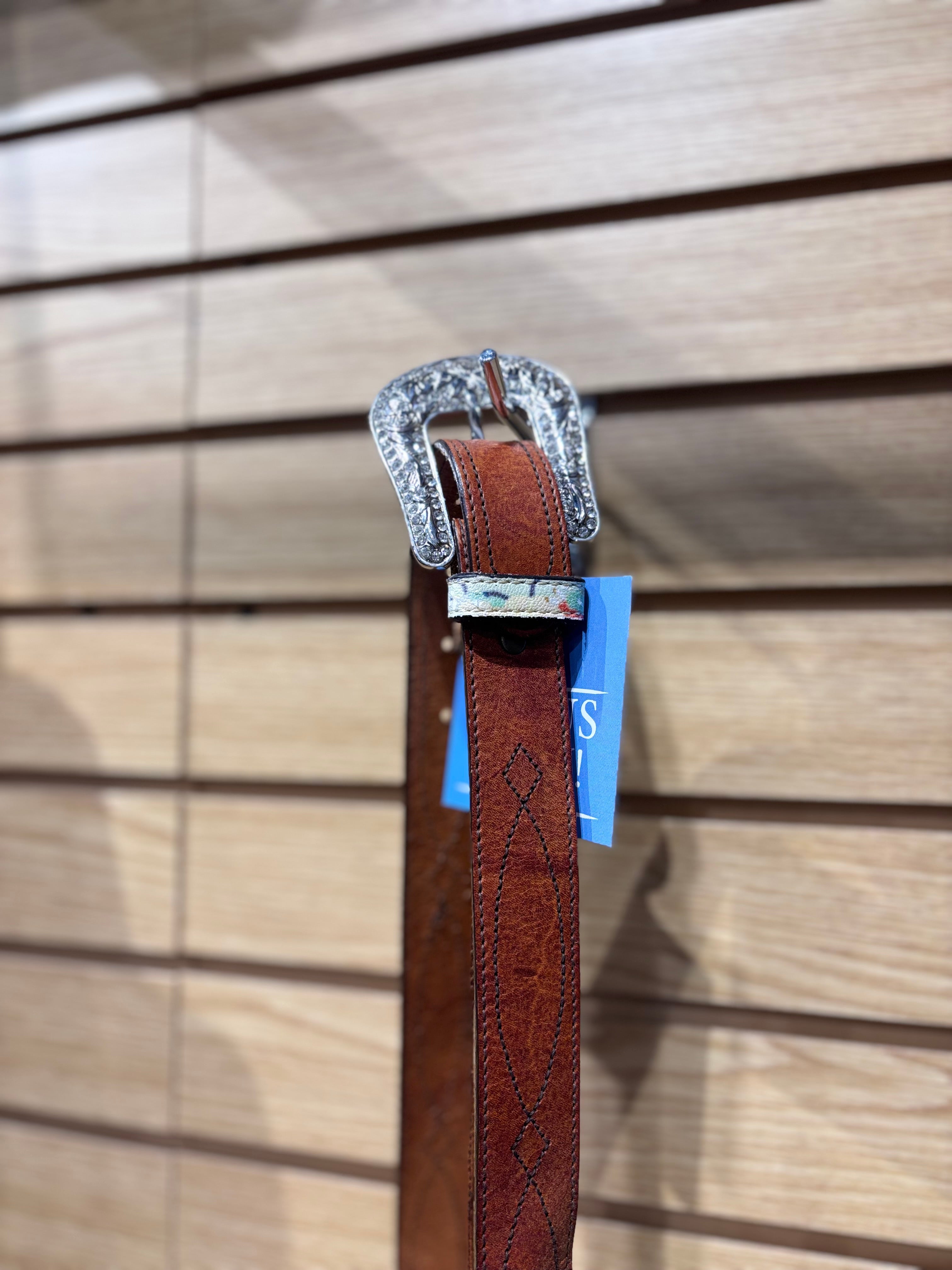 Used Bling Stitched Leather Belt