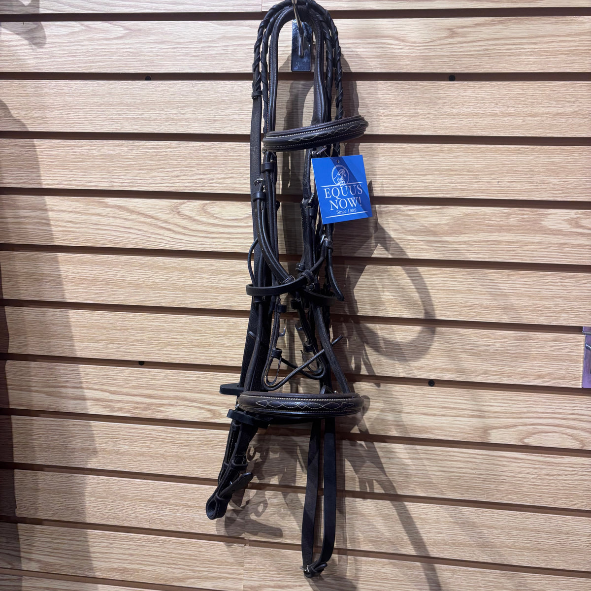 Used Full Brown Bobbys English Tack Monocrown Bridle w Laced Reins