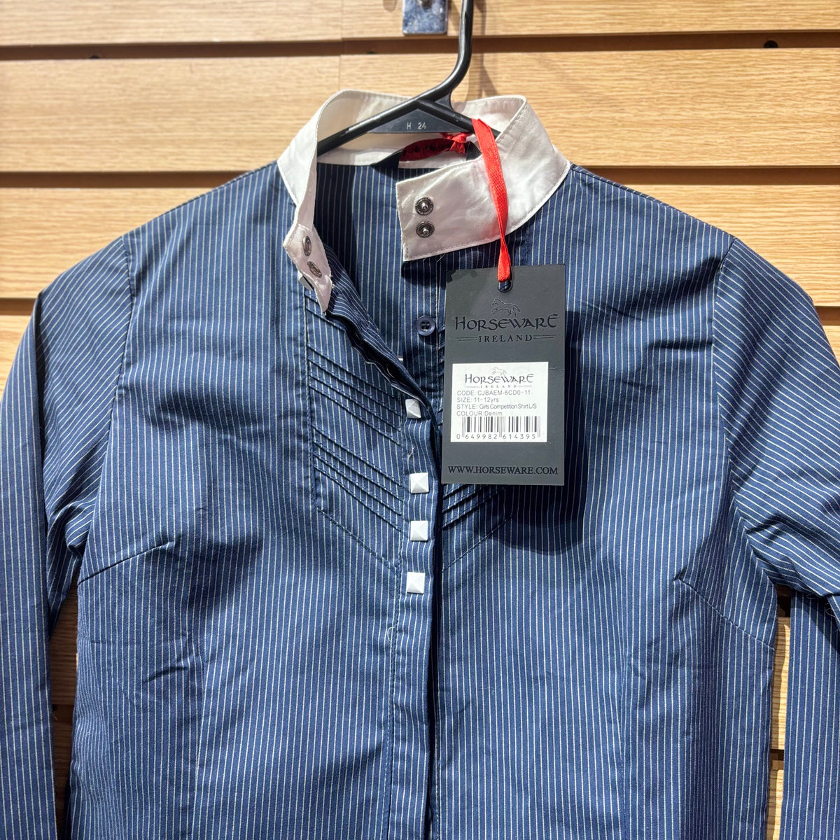 Used 11/12YR Navy/White Horseware Long Sleeve Show Shirt