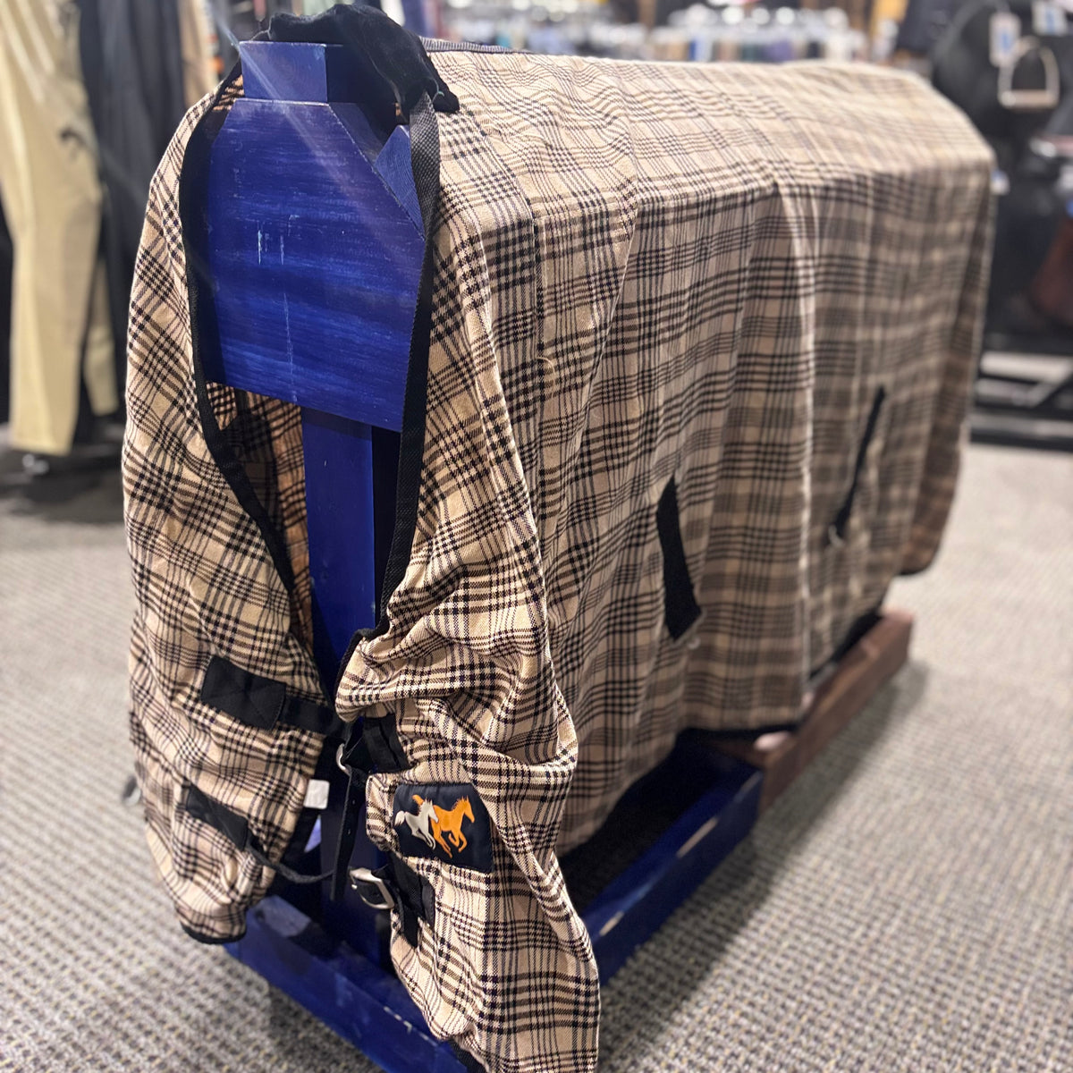 Used 76" Tan Plaid Light Stable Sheet