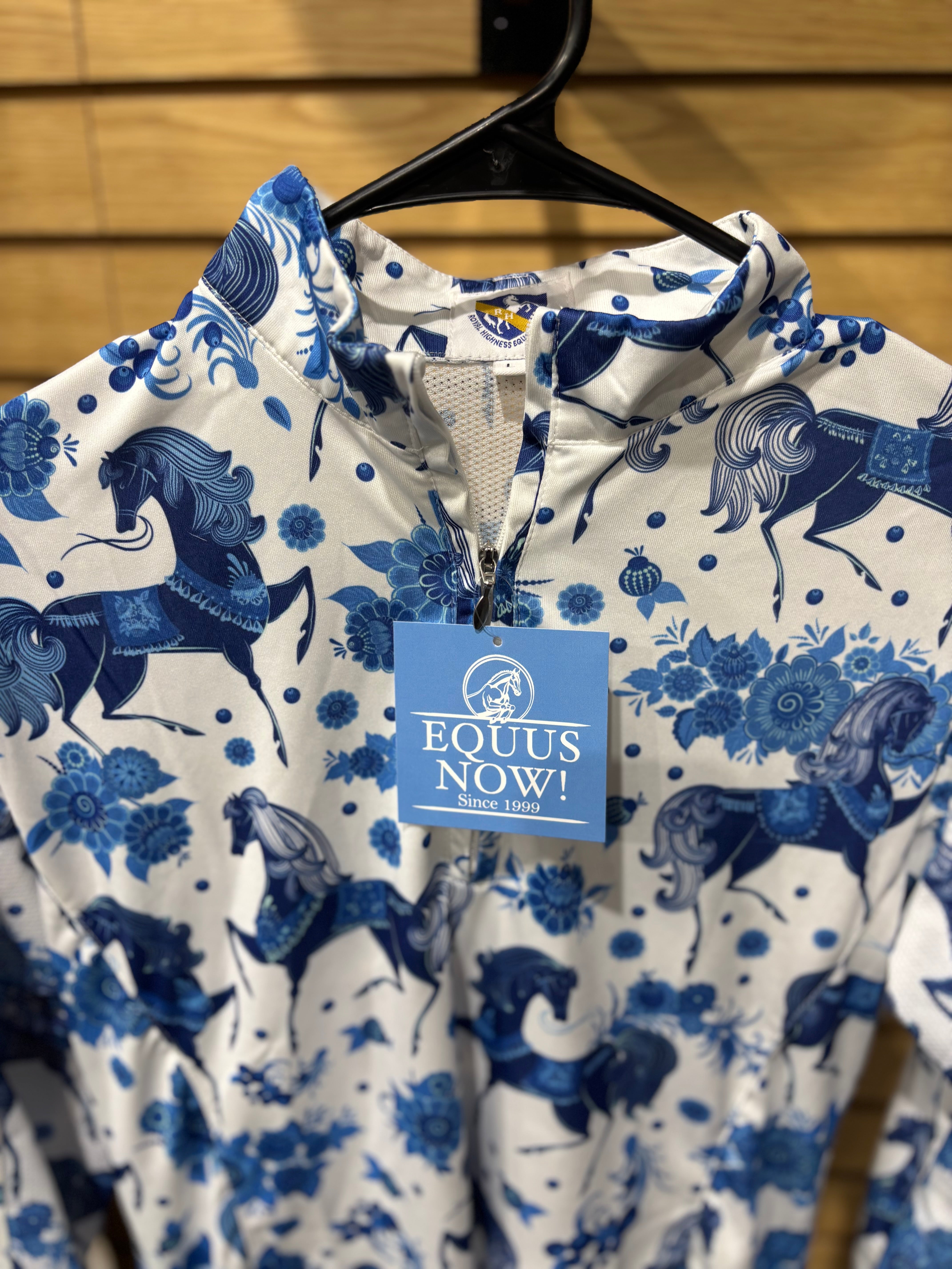 Used Large Blue/White Royal Highness Patterned Sun Shirt