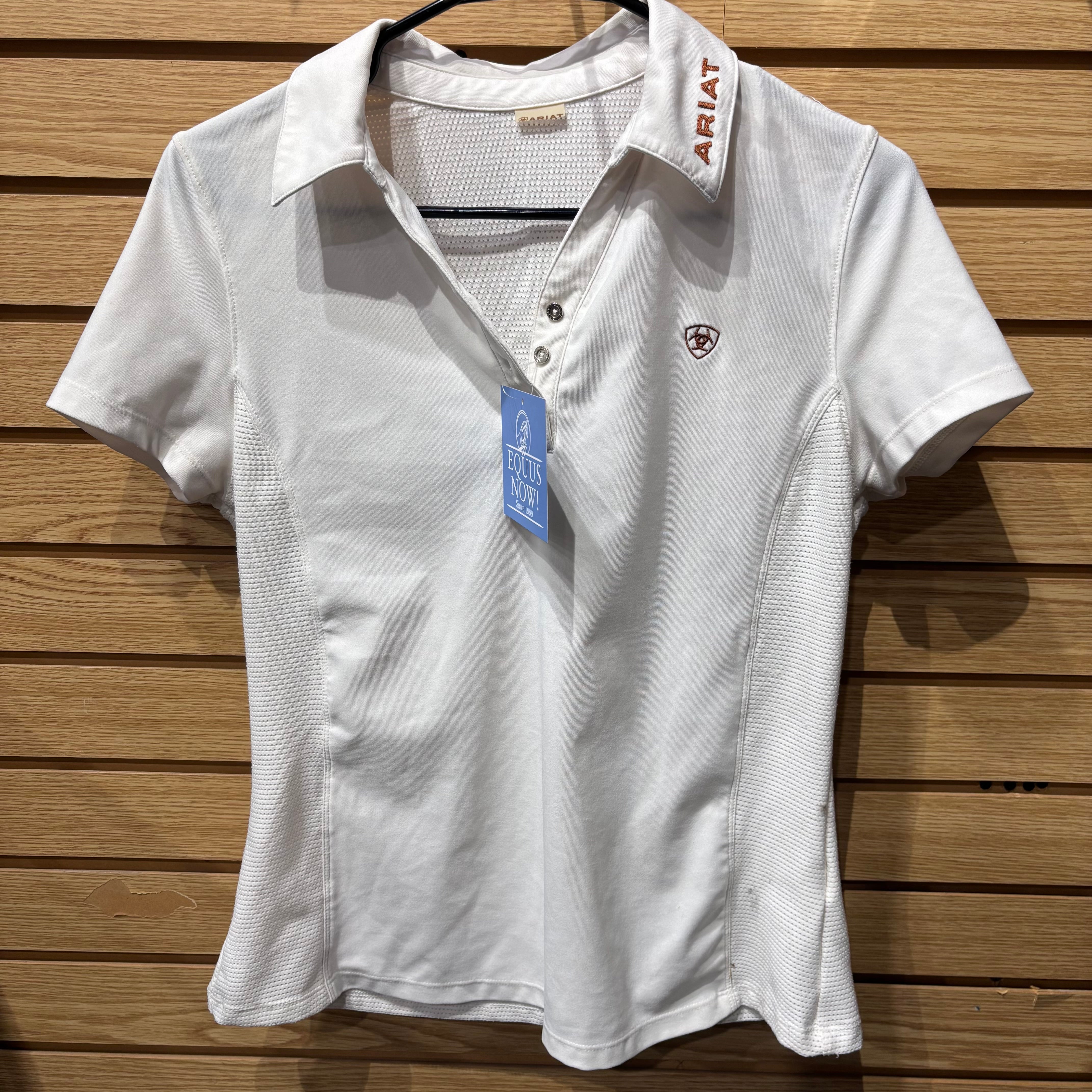 Used Small White Perforated Ariat Short Sleeve Shirt