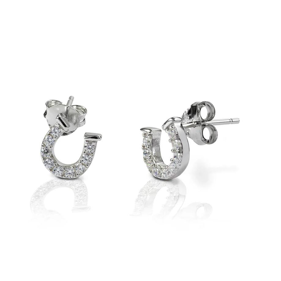 Kelly Herd Sterling Silver Clear Horseshoe Earrings - sku to order - 77624