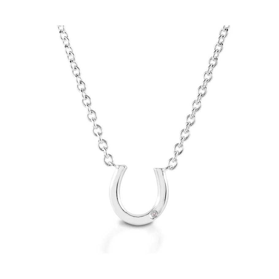 Kelly Herd Sterling Silver Single Stone Horseshoe Necklace - sku to order - 104322