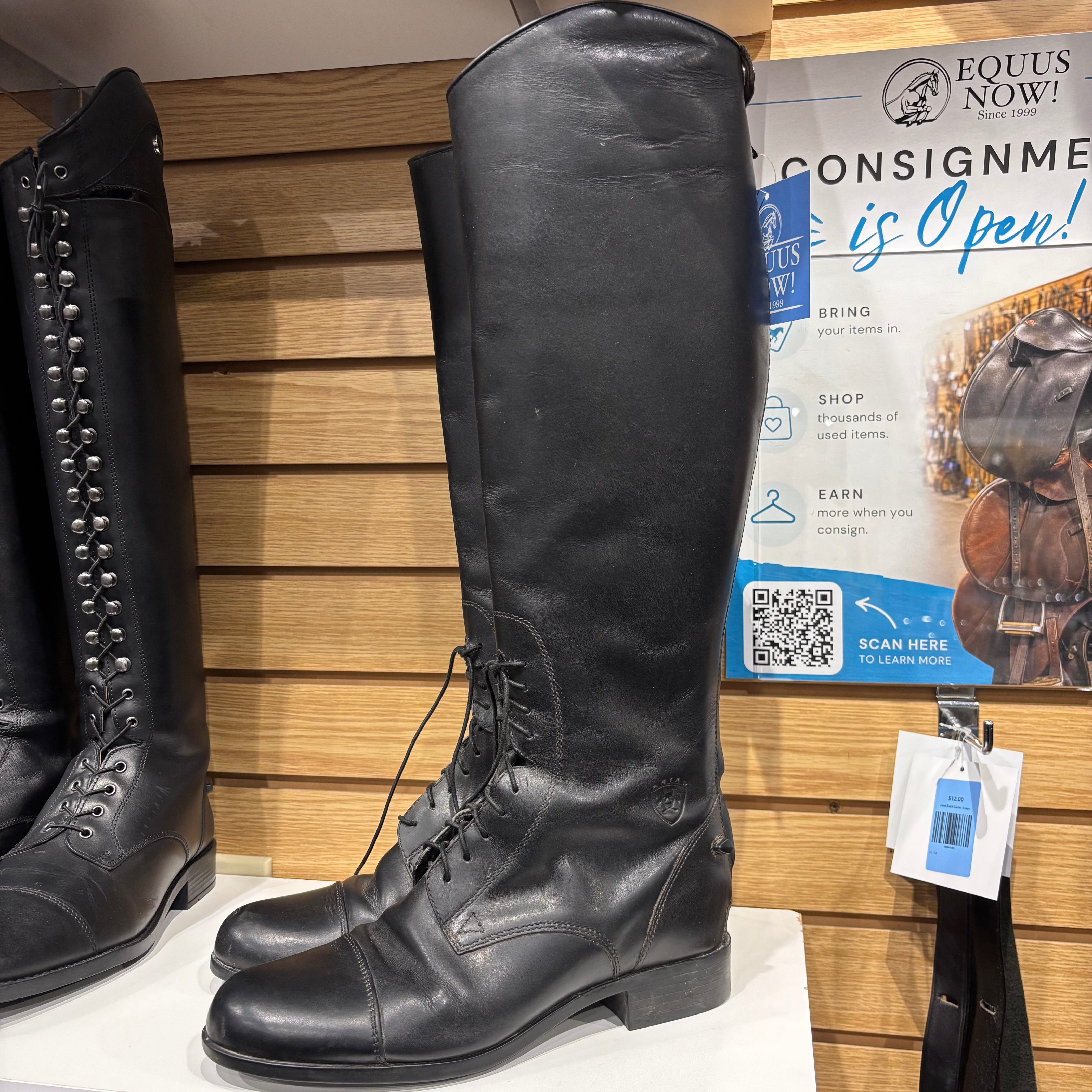 Used 8.5 Med/Wide Black Ariat Tall Boots