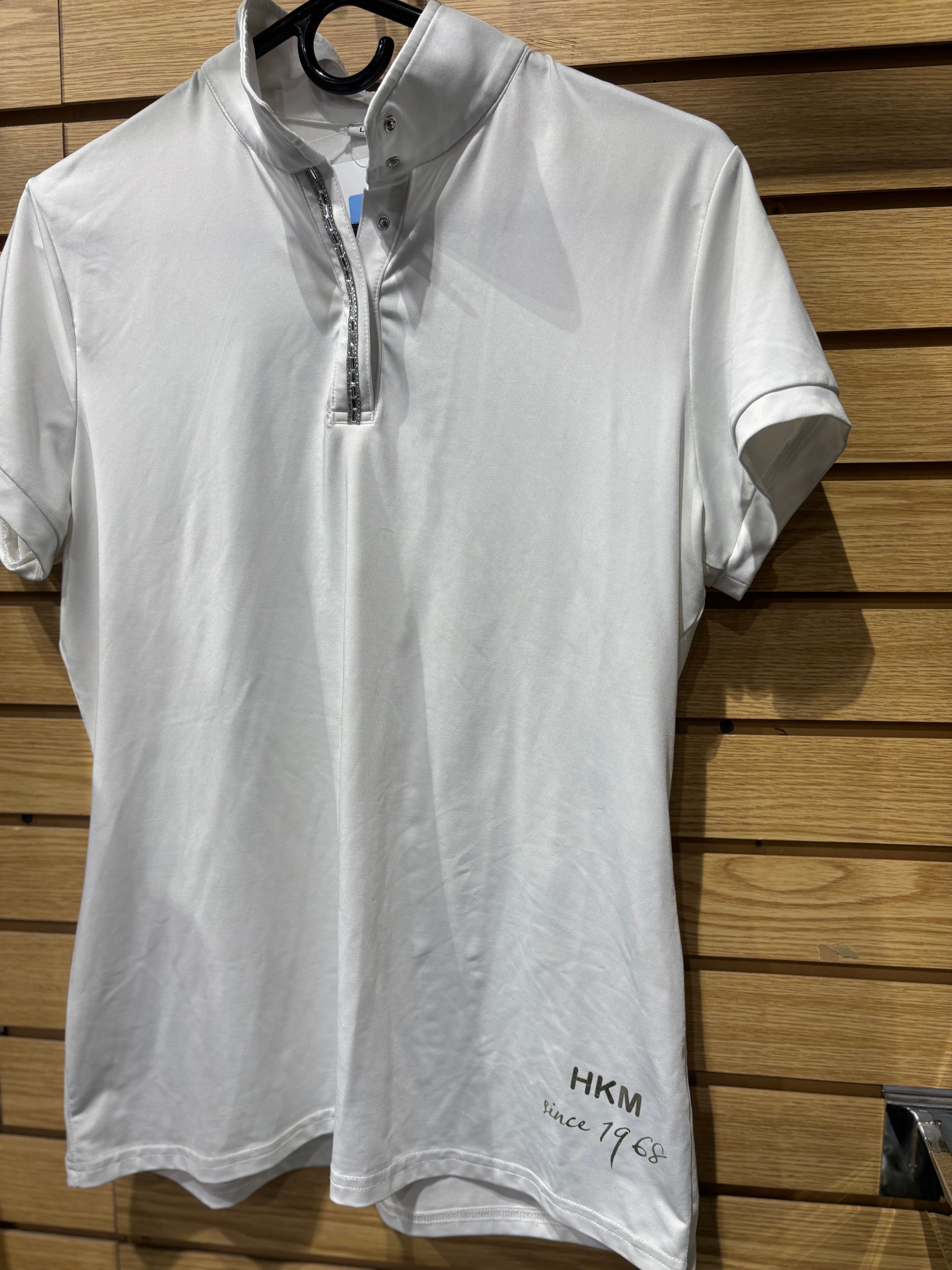 Used HKM Large White Crystal Show Shirt