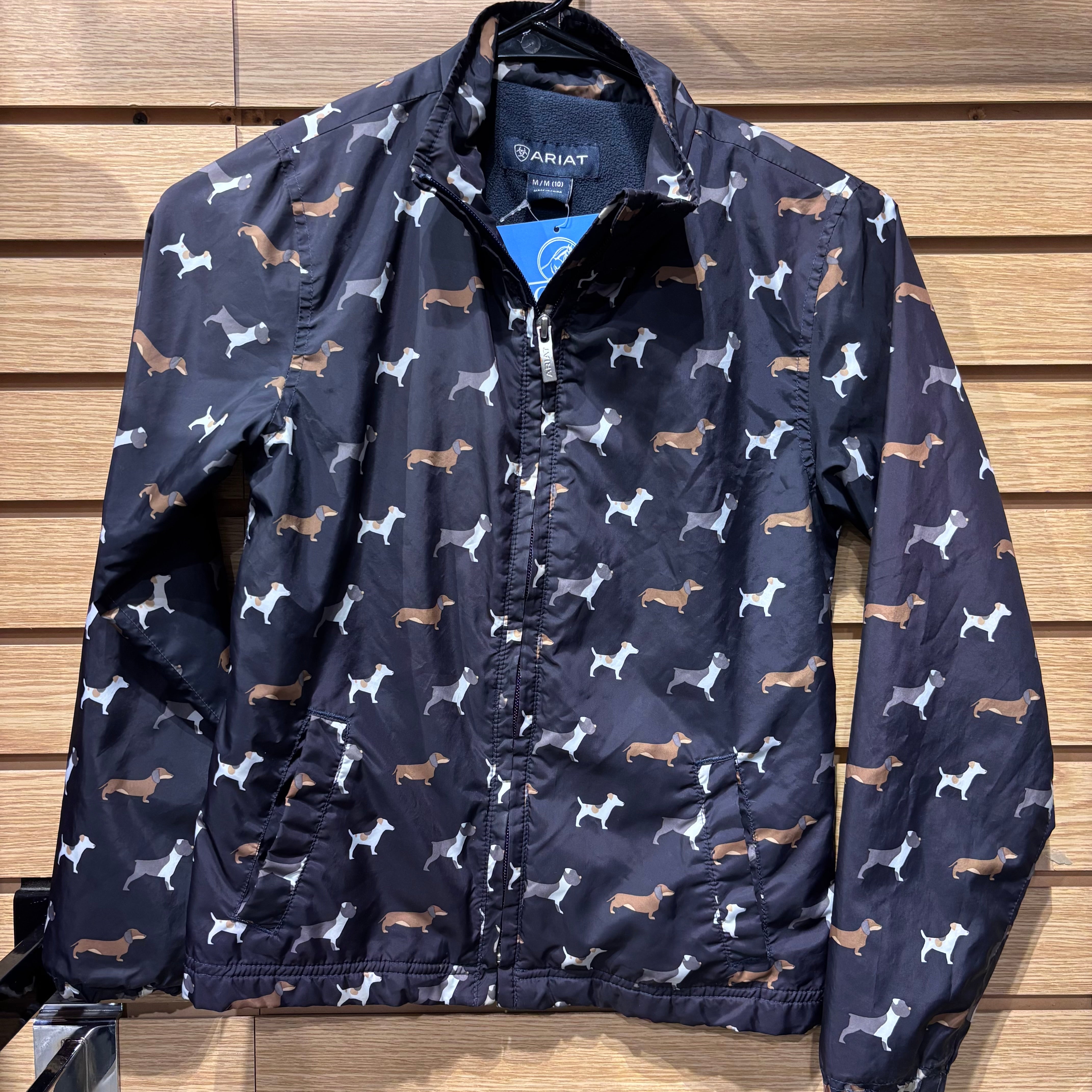 Used Youth Medium Navy Ariat Dog Pattern Jacket