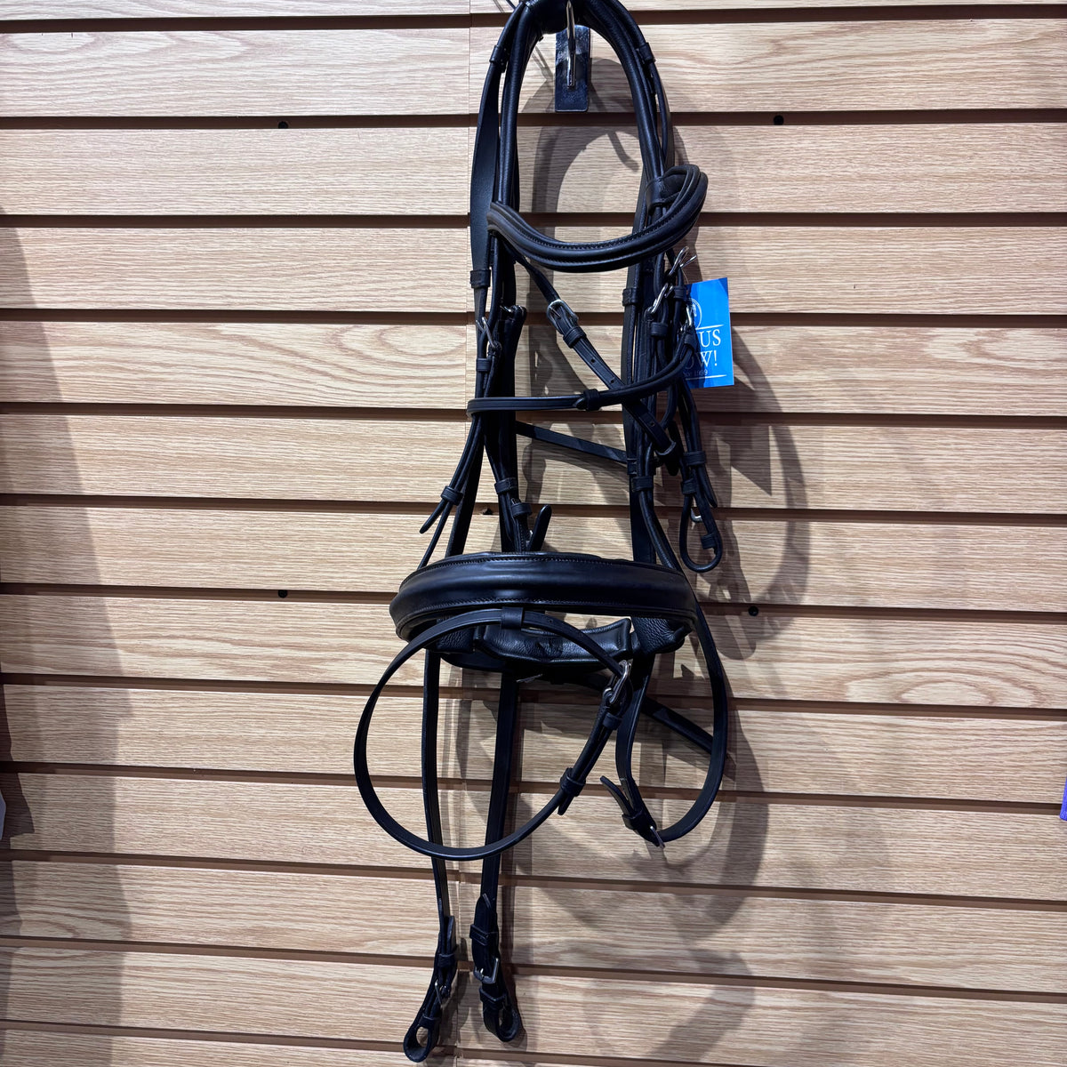 Used Full Black Padded Poll Relief Dressage Bridle w/ Tory Leather Reins