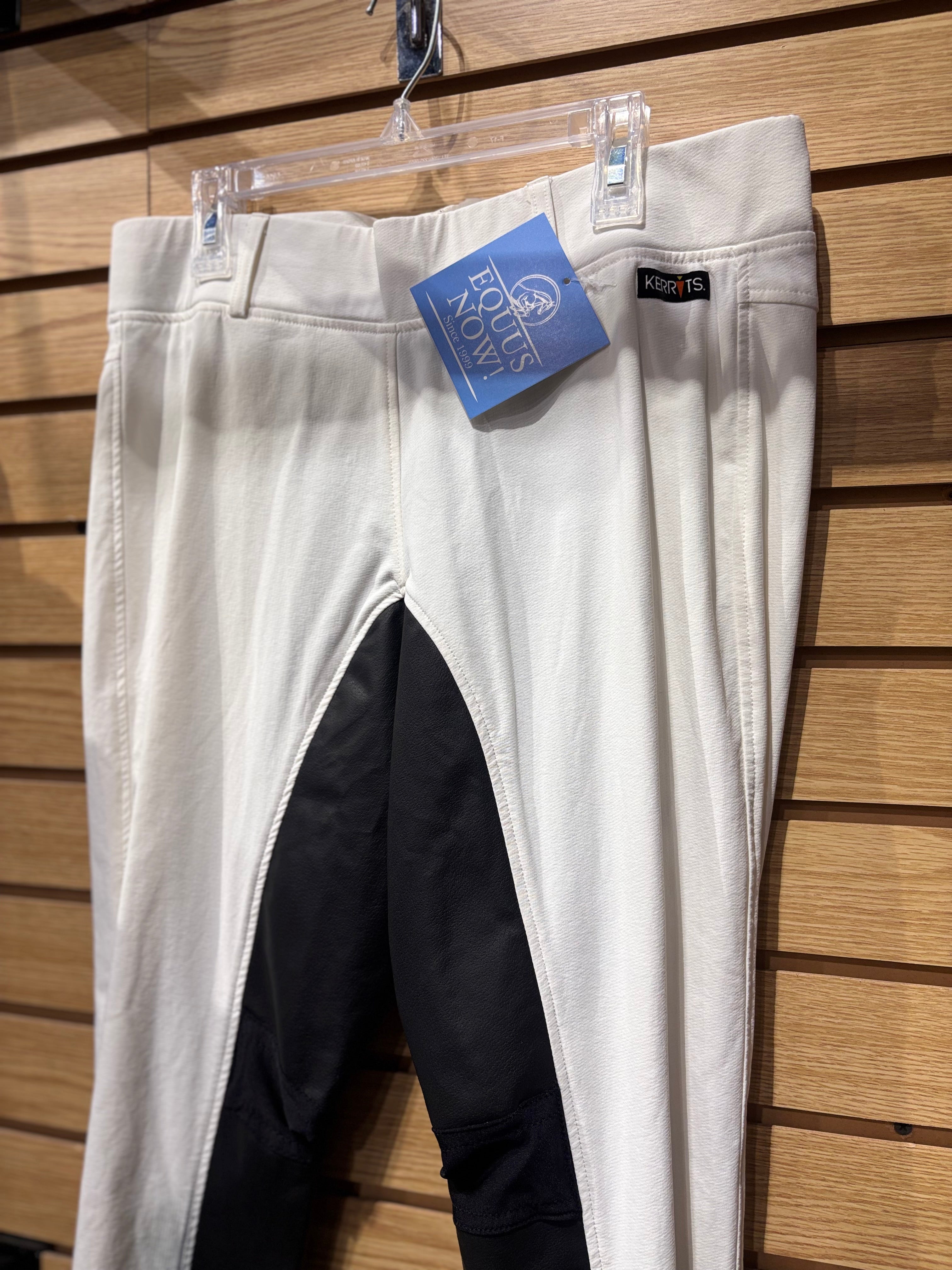 Used Large White/Black Kerrits Full Seat Breeches