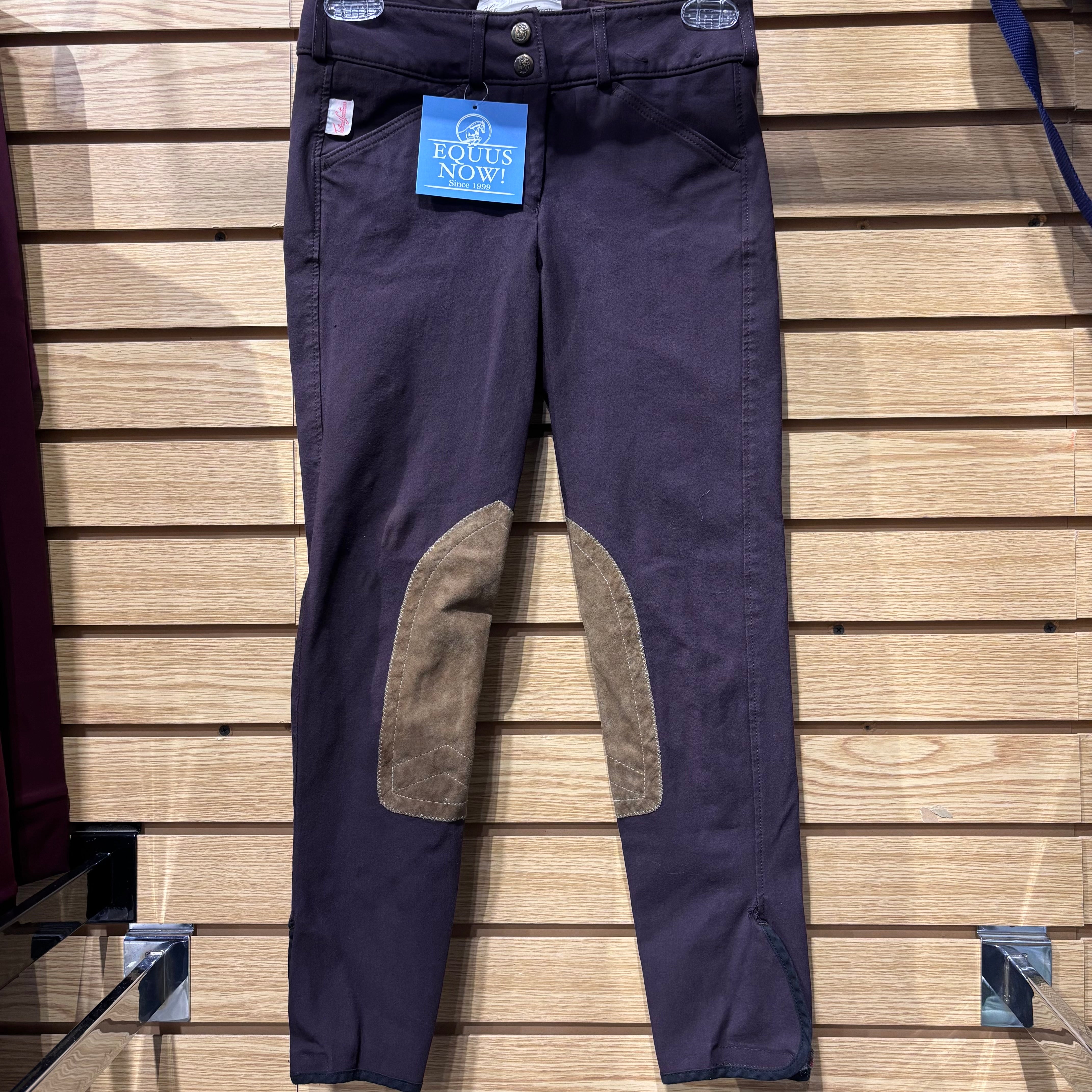 Used Youth 14 Plum Tailored Sportsman Knee Patch Breeches