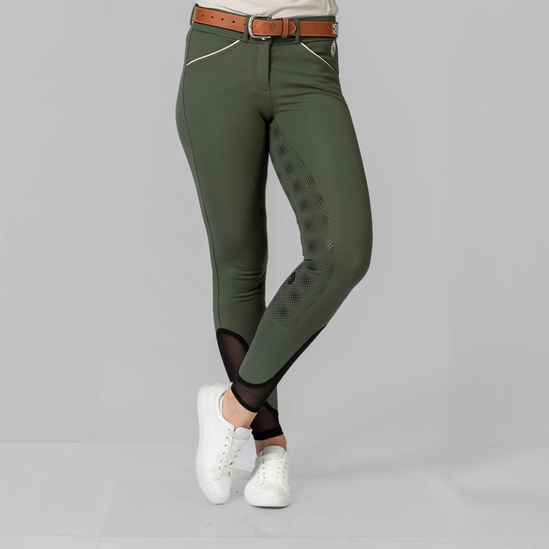 Equinavia Astrid Silicone Full Seat Breeches Thyme/Vanilla Cream
