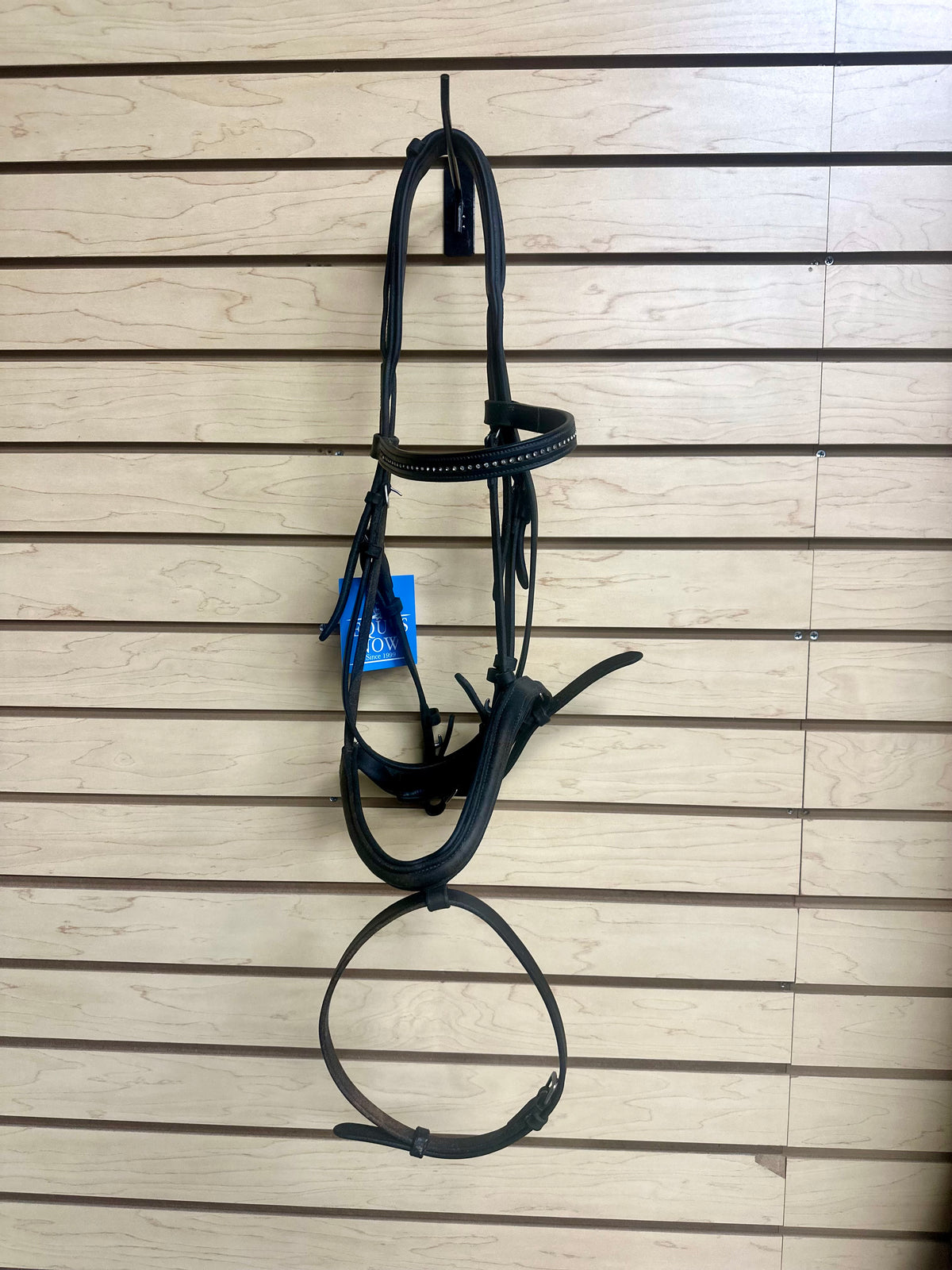 Used Horse Black Dresaage Bridle w/ Crystal Brow Band & Flash Nose Band