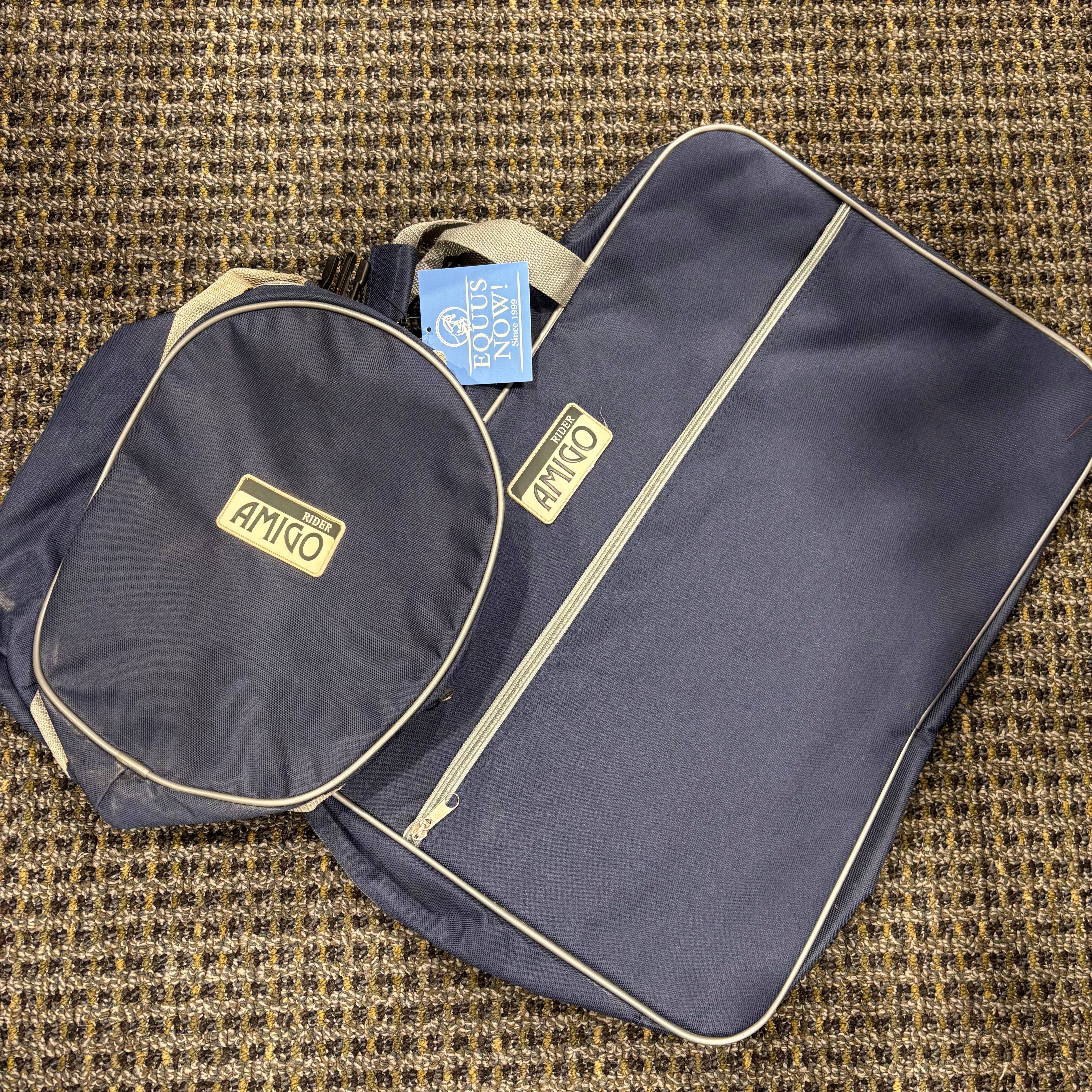 Used Navy Amigo Rider Bag + Helmet Bag