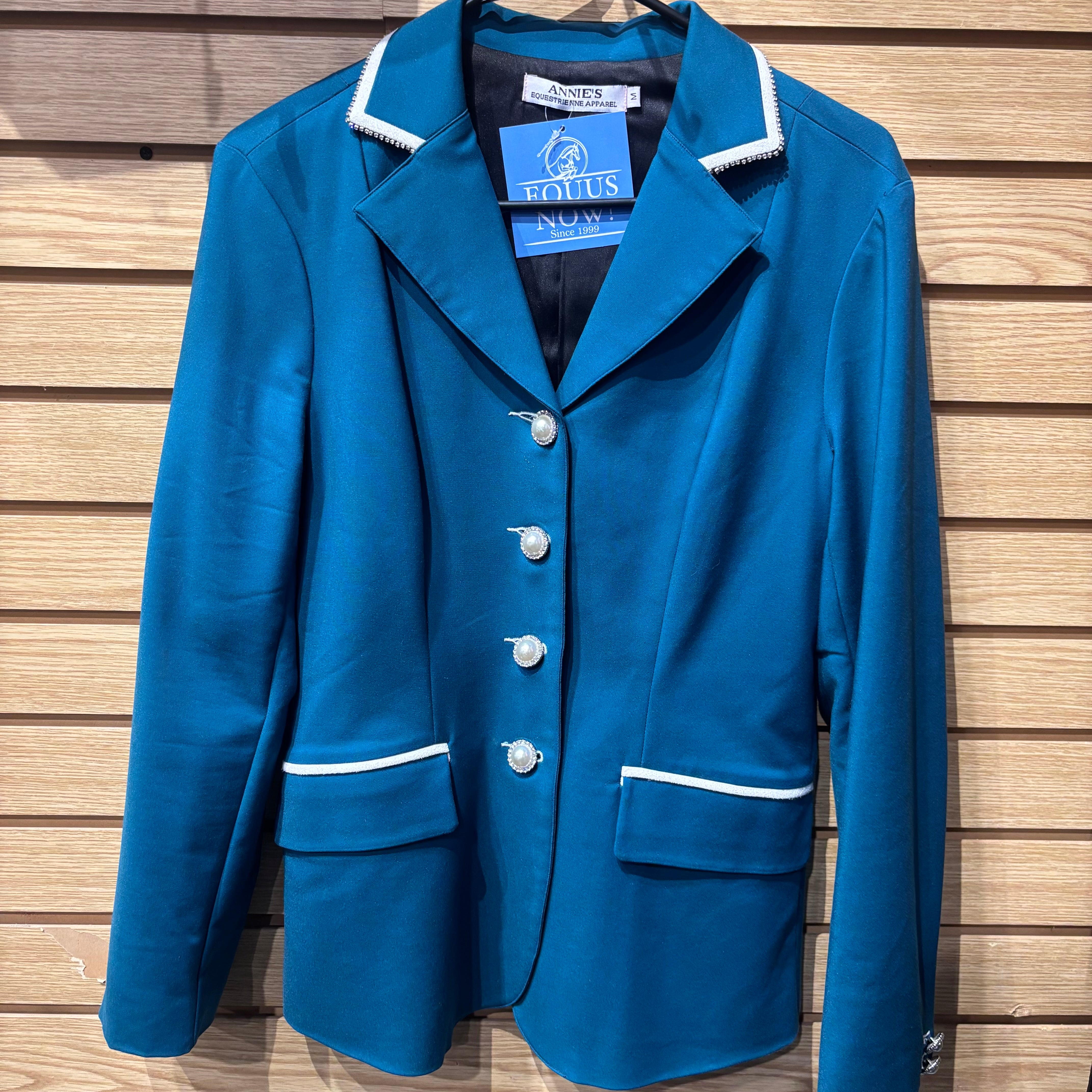 Used Medium Annies Equestrienne Apparel Teal Show Coat