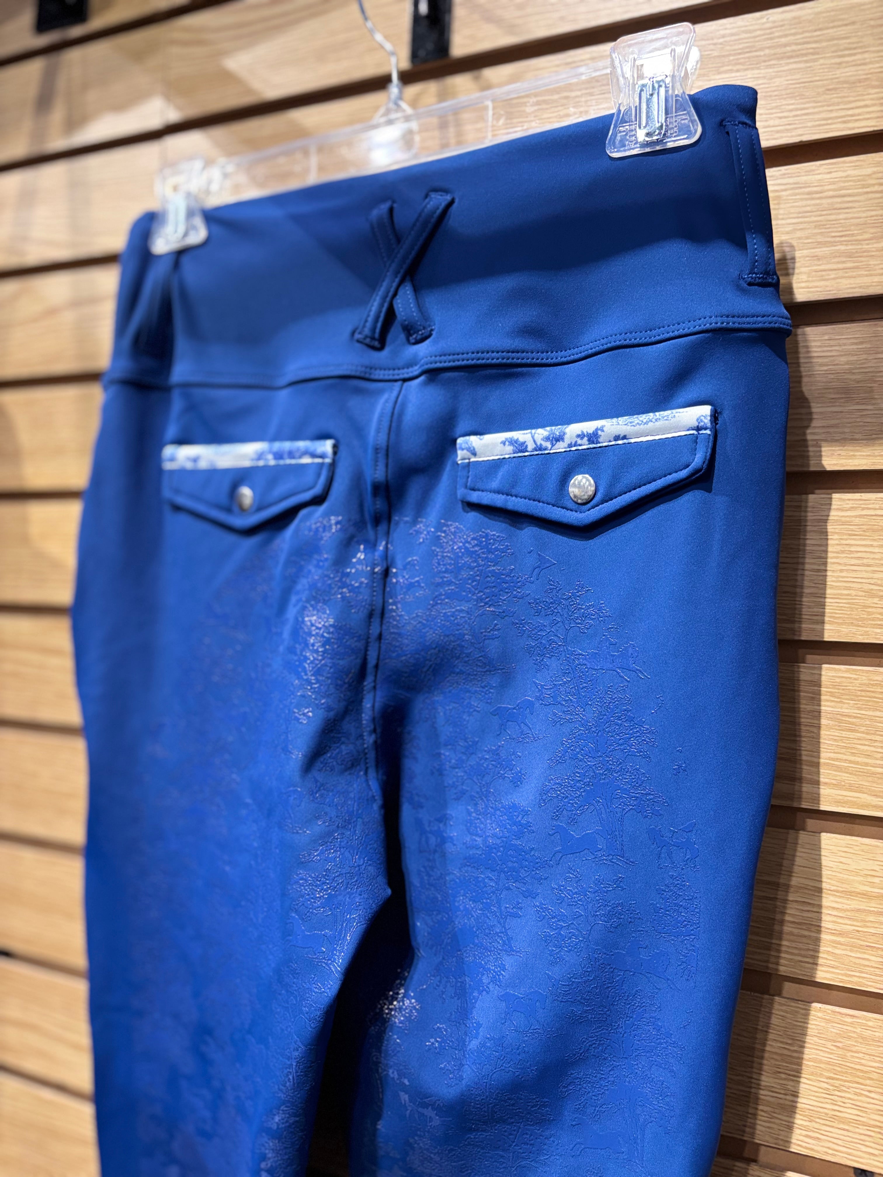 Used Medium DappleBay Equestrian Toile Blue Full Seat Tights