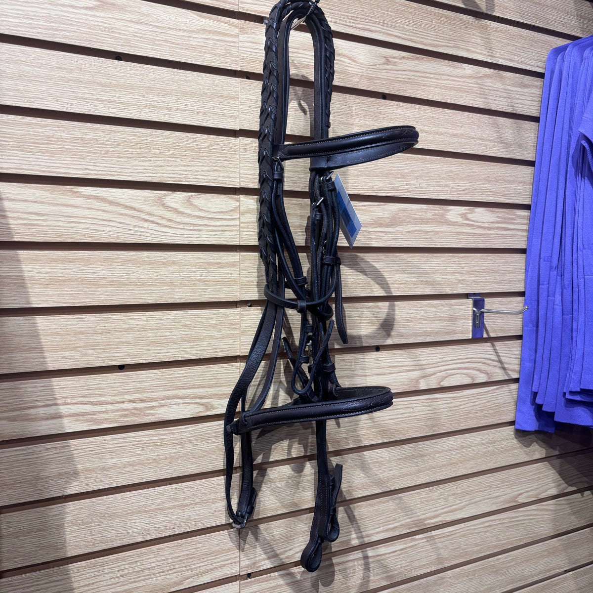 Used Oversize Brown Leather Bridle w Laced Reins