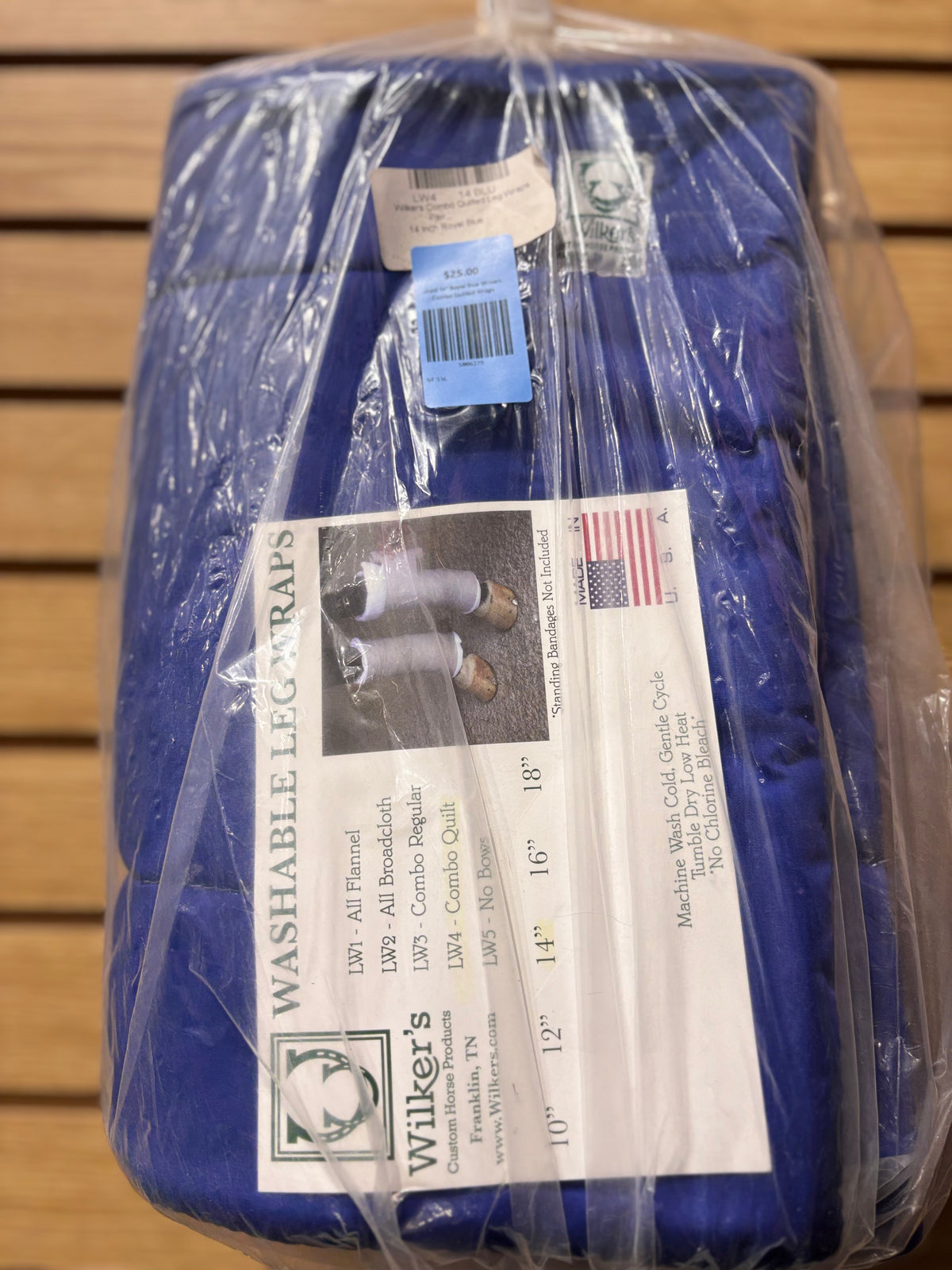 Used 14" Royal Blue Wilkers Combo Quilted Wraps