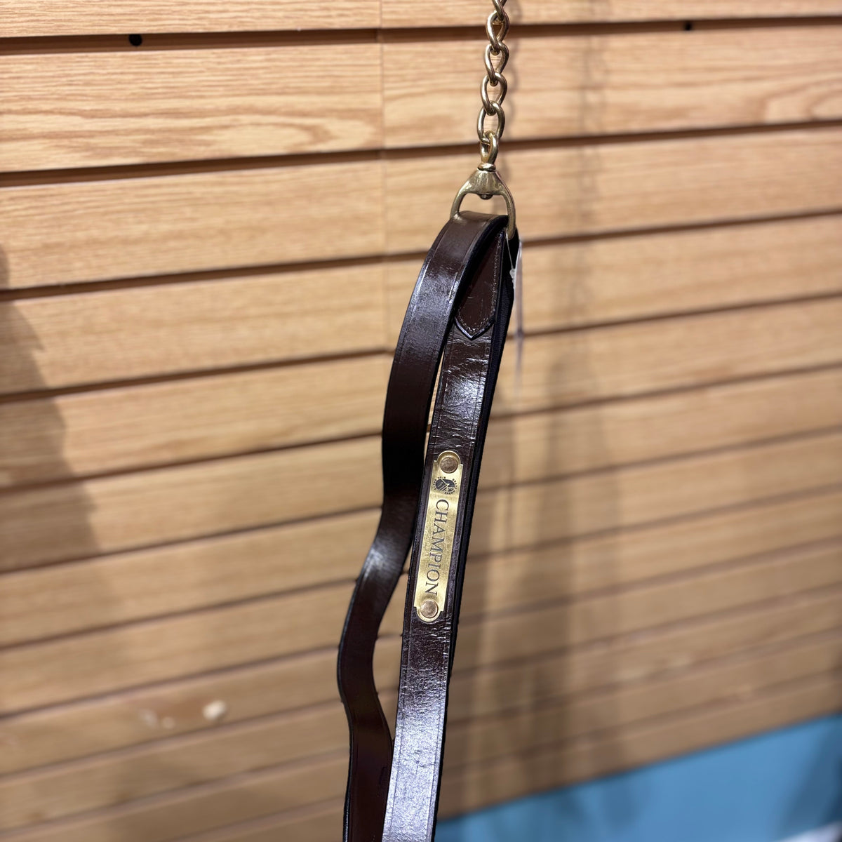 Used Brown Brave Horse Champion Leather Lead with Chain