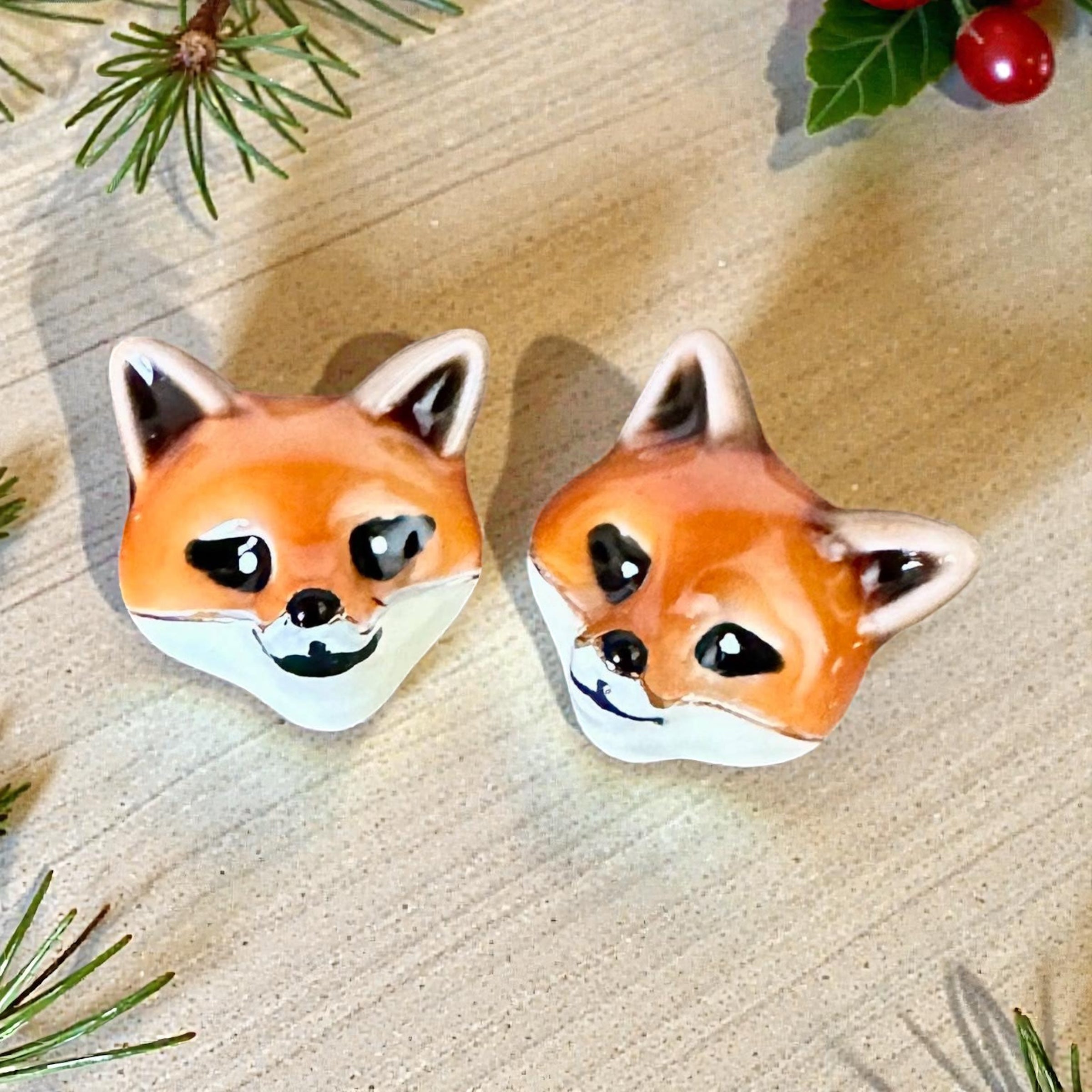 Fox Ceramic Earrings
