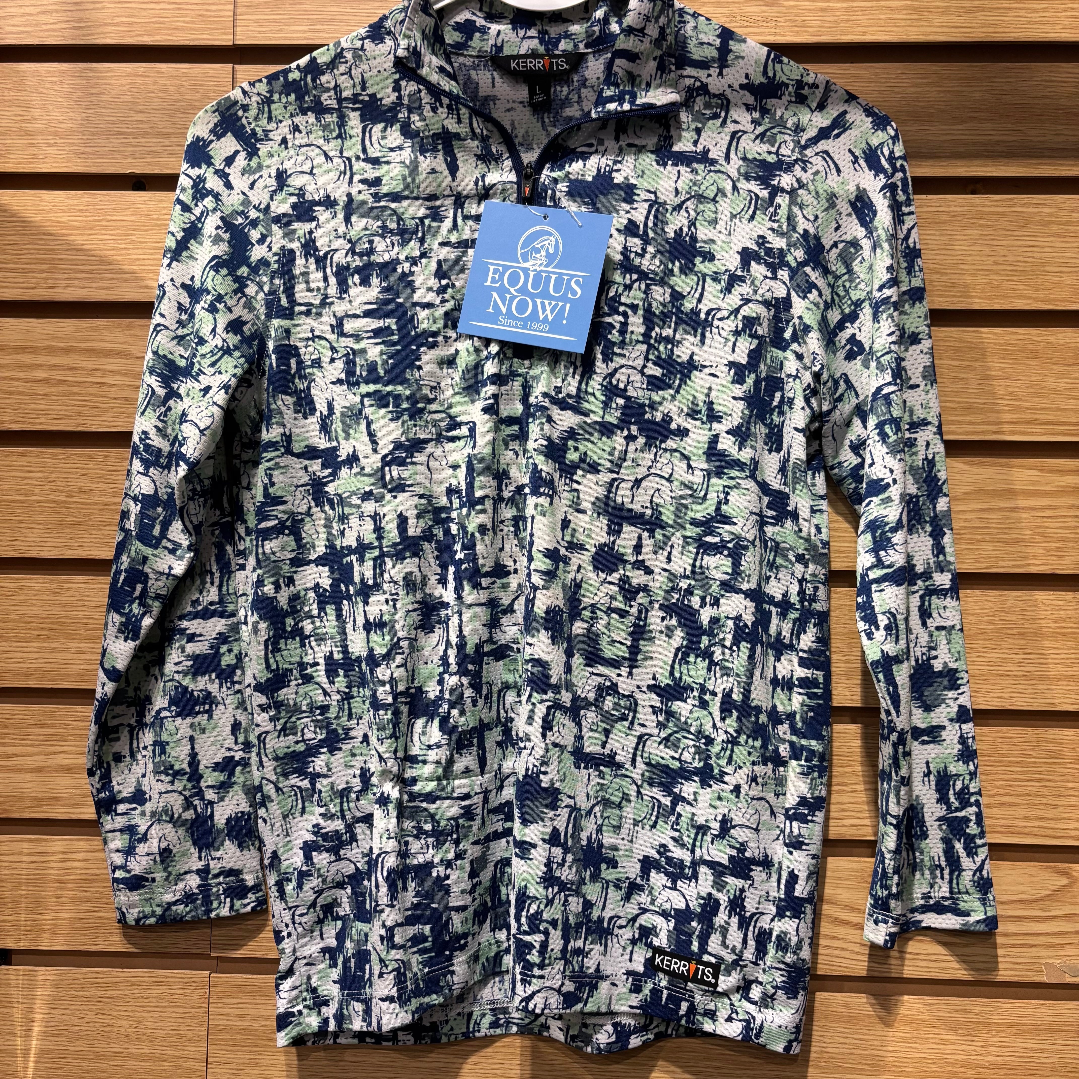 Used Youth Large Blue/Multi Kerrits Long Sleeve 1/4 zip