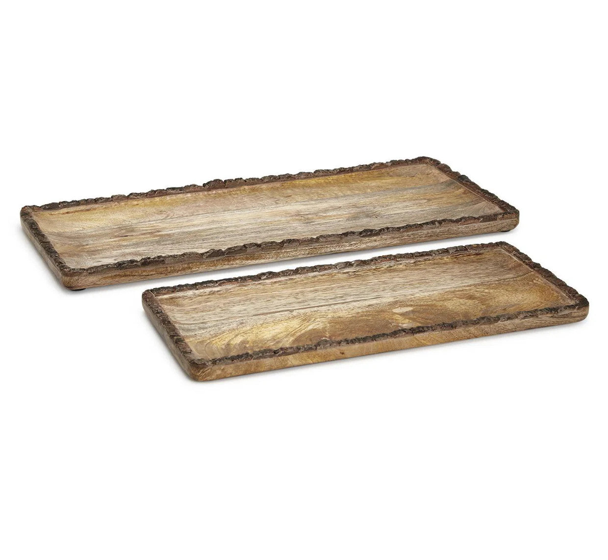 Rustic Charm Rectangle Tray with Natural Bark Edge - main