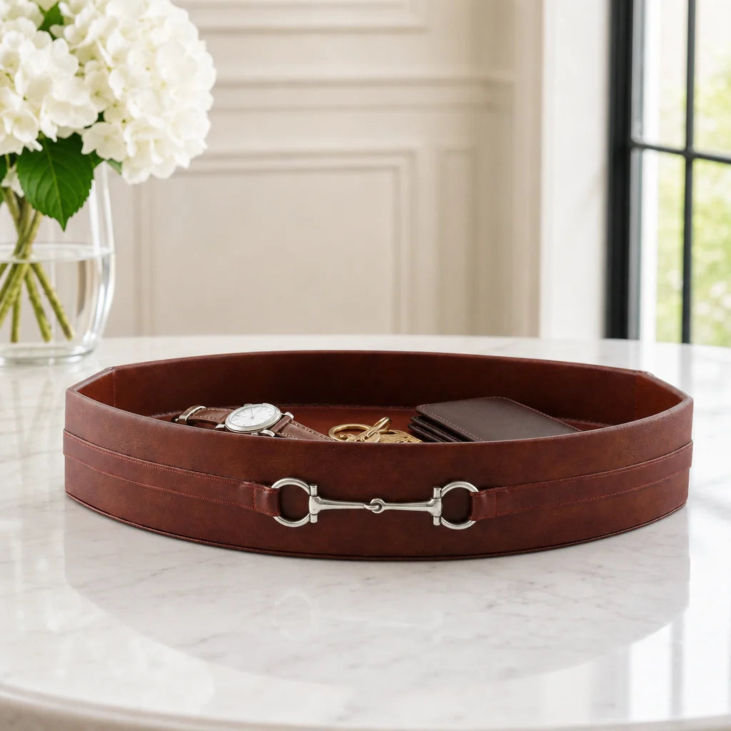 Equestrian Horse Bit Vegan Leather Tray
