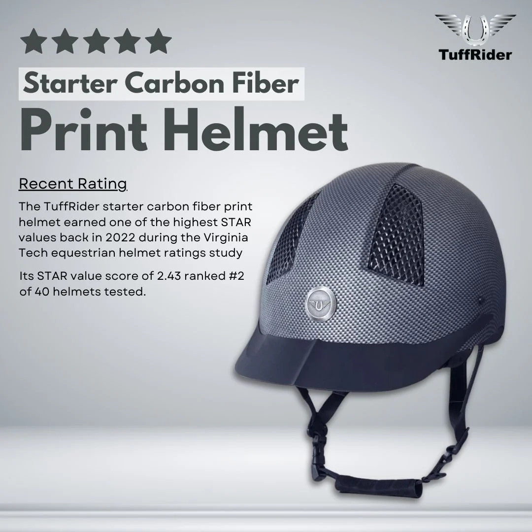 TuffRider Starter Carbon Fiber Print Helmet - supporting