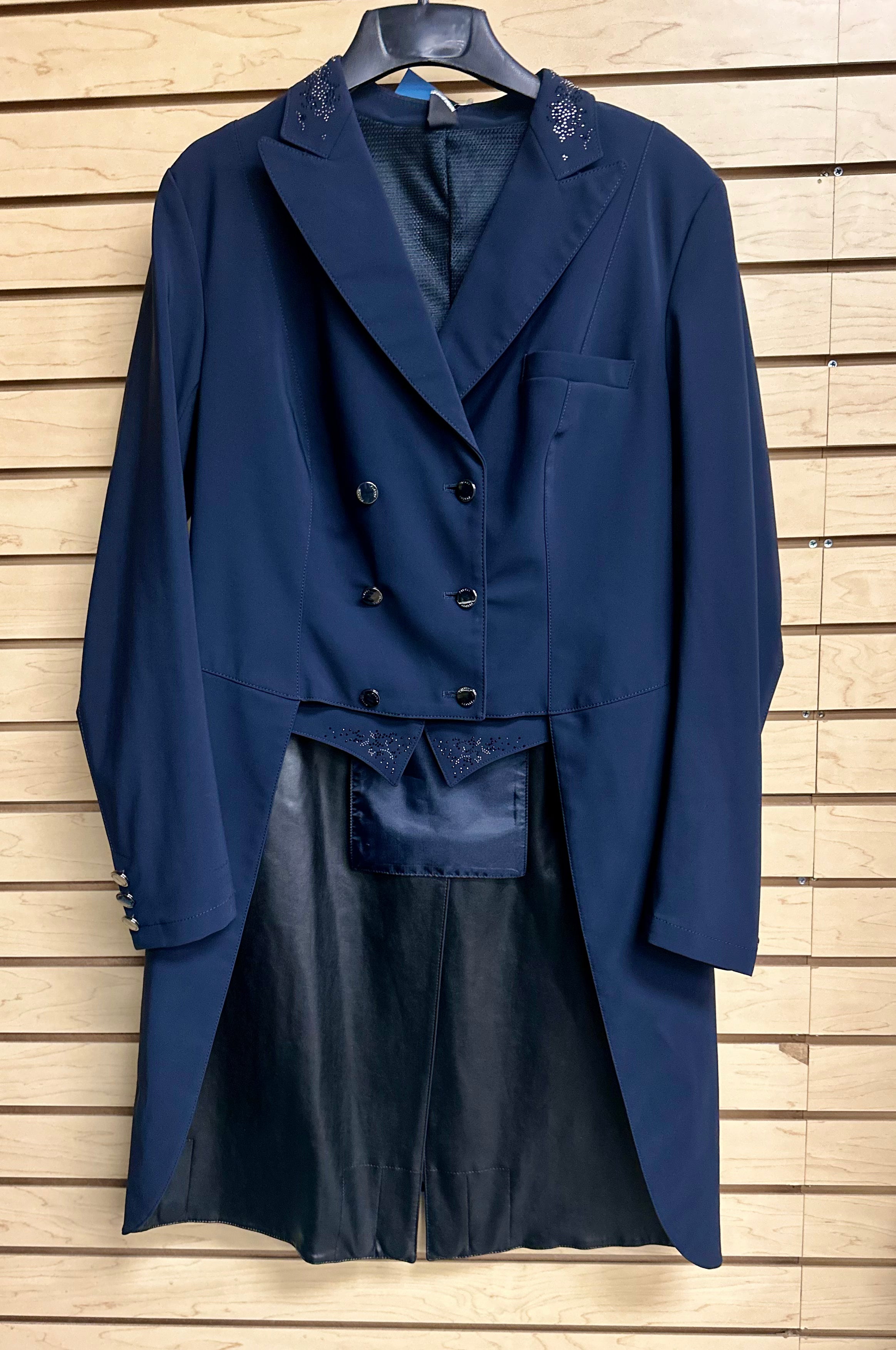 Used 44 Black Pikeur Shadbelly Coat with Crystal Details