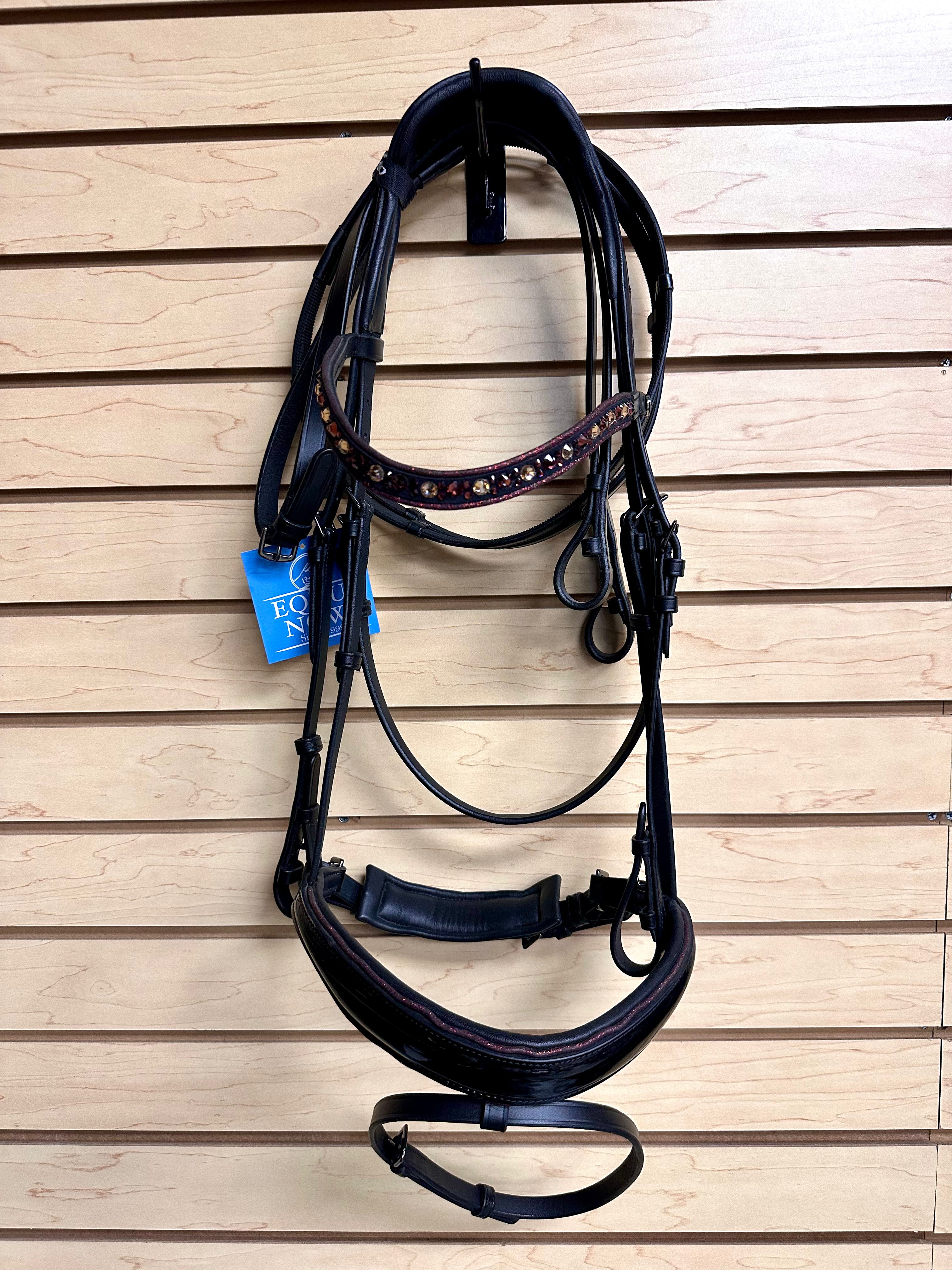 Used Full Black QHP Anatomical Dressage Bridle
