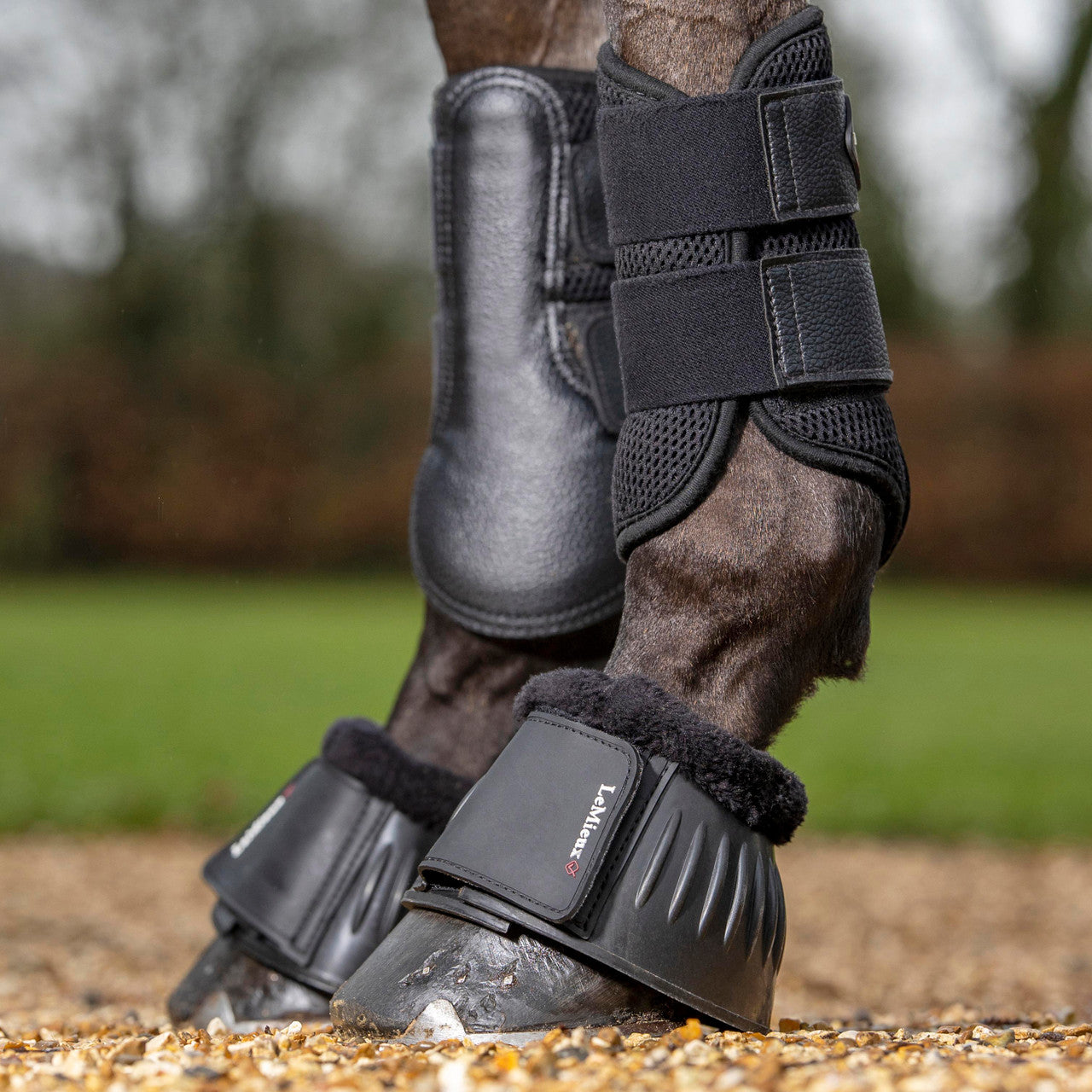 LeMieux Rubber Bell Boots with Fleece - supporting