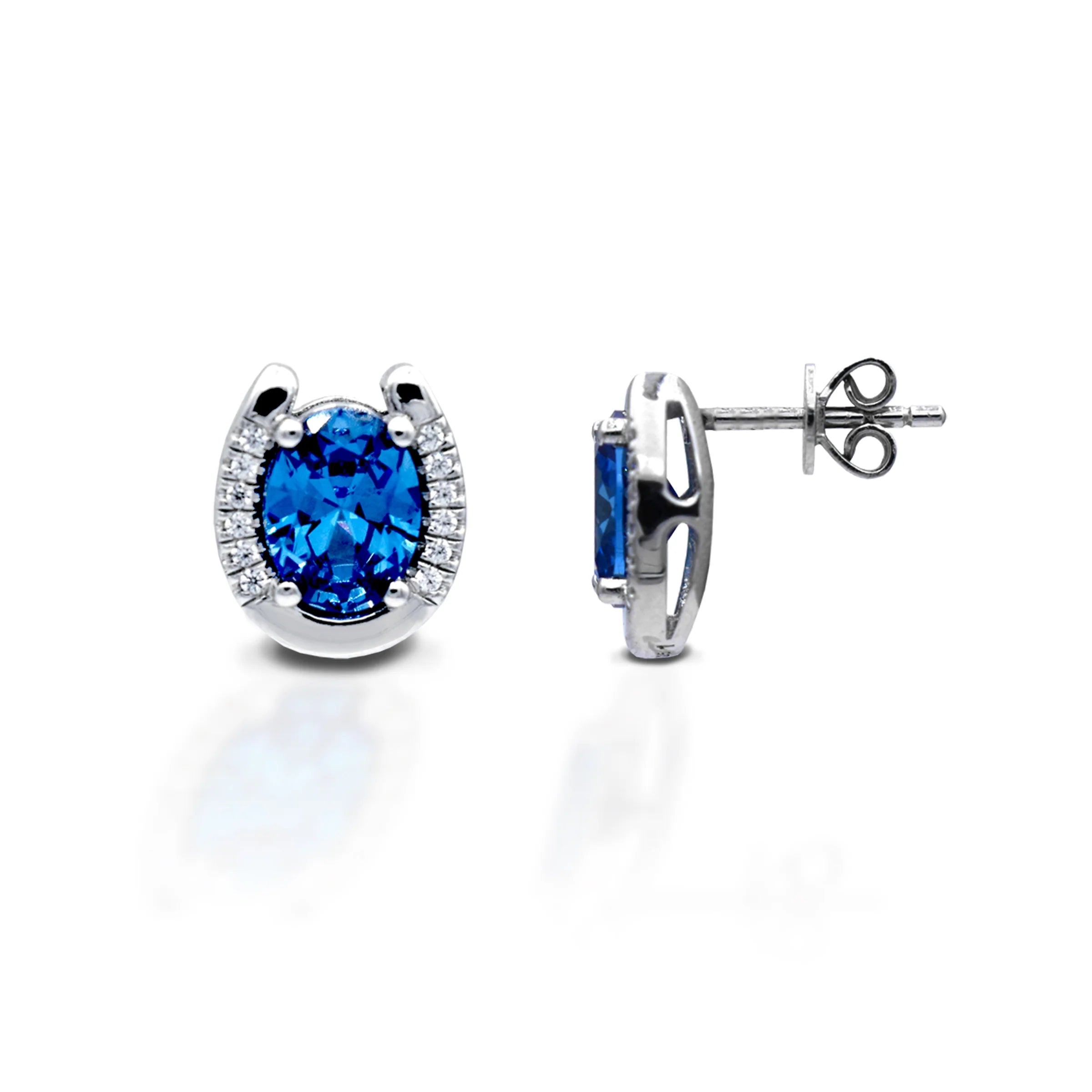 Kelly Herd Blue Stone Horseshoe Earring