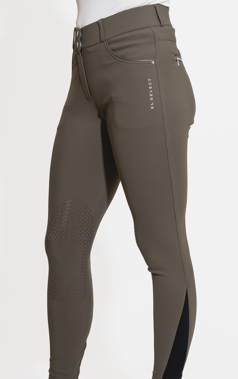 KL Select Gabrielle Knee Patch Breech - Truffle/Copper - supporting