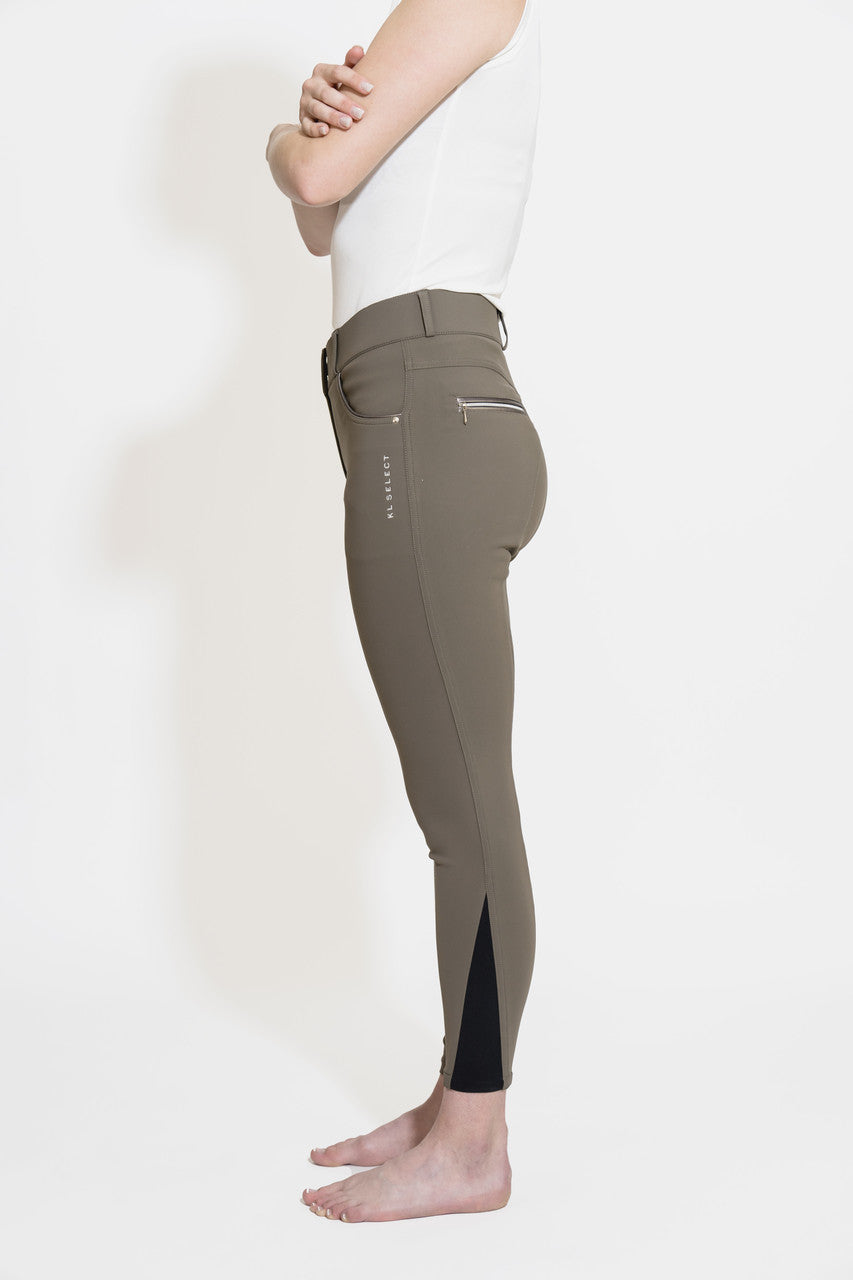 KL Select Gabrielle Knee Patch Breech - Truffle/Copper - supporting