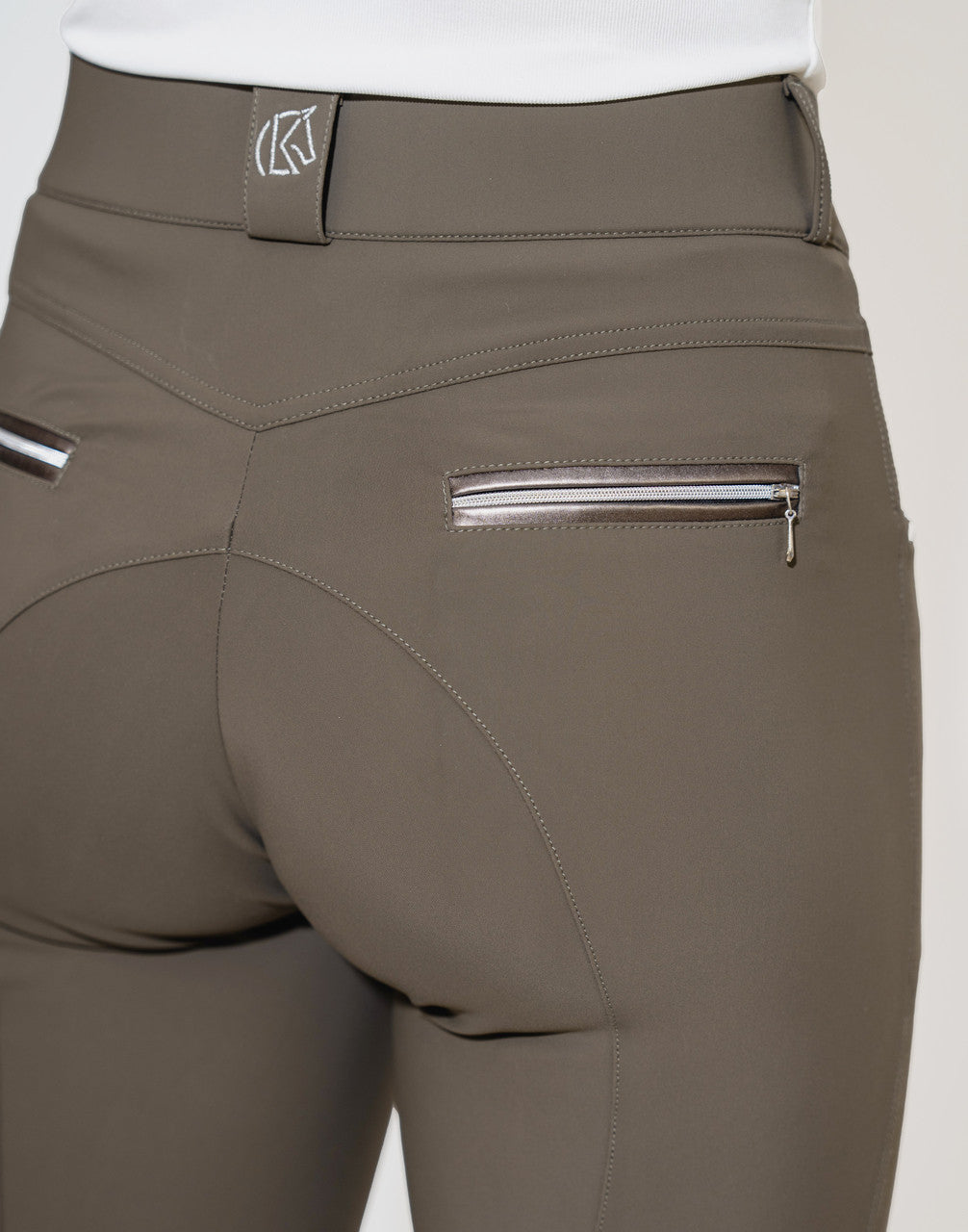 KL Select Gabrielle Knee Patch Breech - Truffle/Copper - supporting