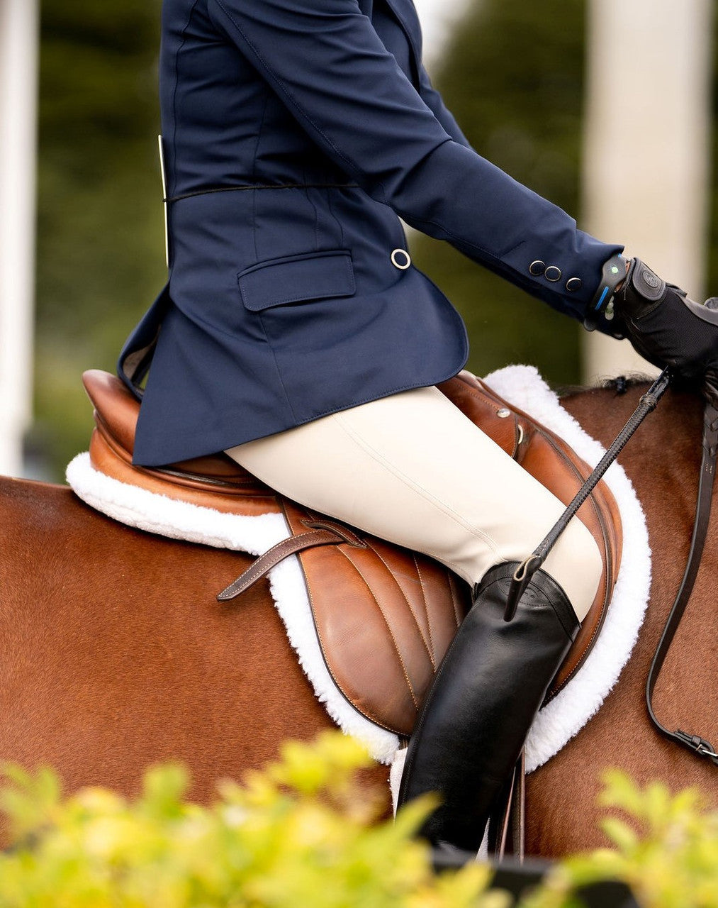 KL Select Gabrielle Knee Patch Breech - Beige - supporting