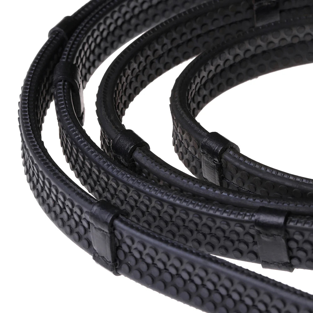 Lumiere Leather & Rubber Grip Reins with White Stitching