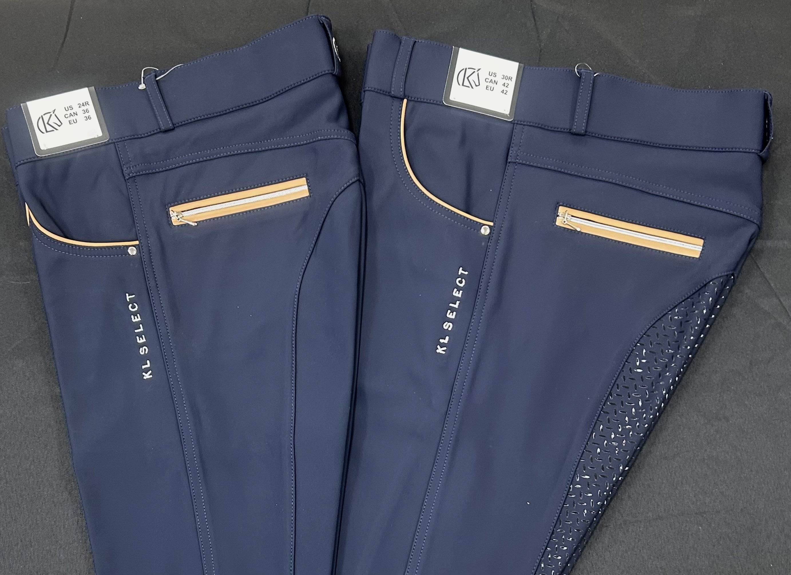 KL Select Gabrielle Knee Patch Breech - Navy/Camel