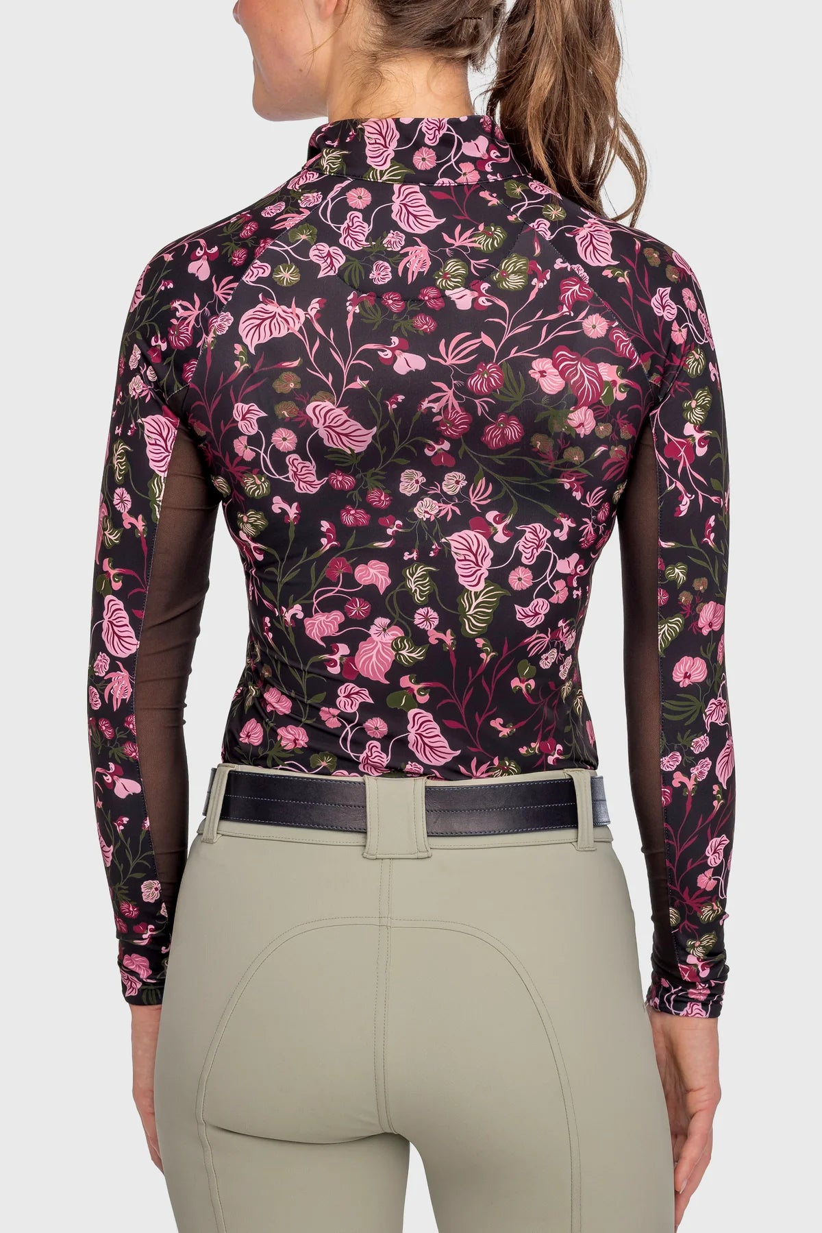 Kastel Long Sleeve Black Modern Begonia 1/4 Zip