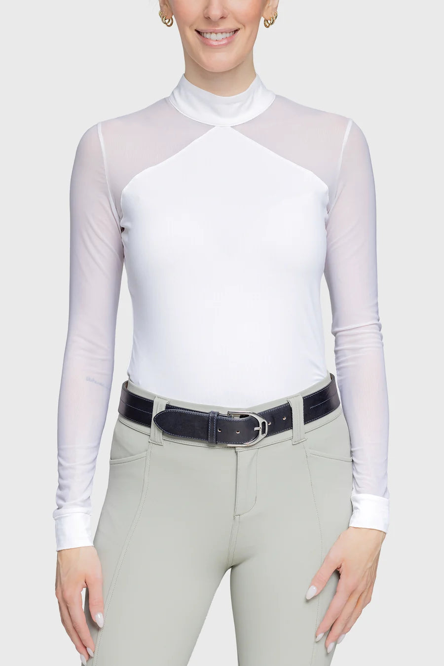 SALE Kastel Long Sleeve White Mesh Show Shirt