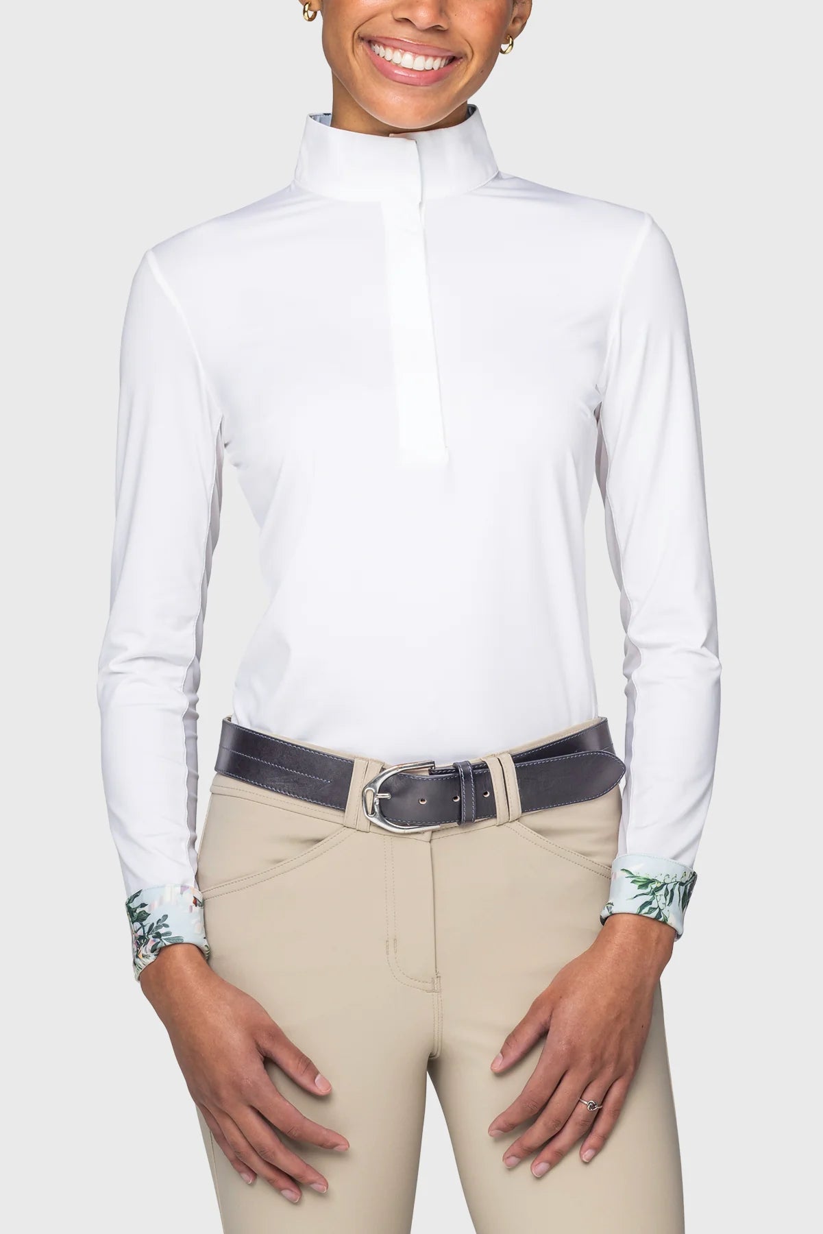 Kastel Powder Blue Botanical 1/4 Zip Tailored Shirt