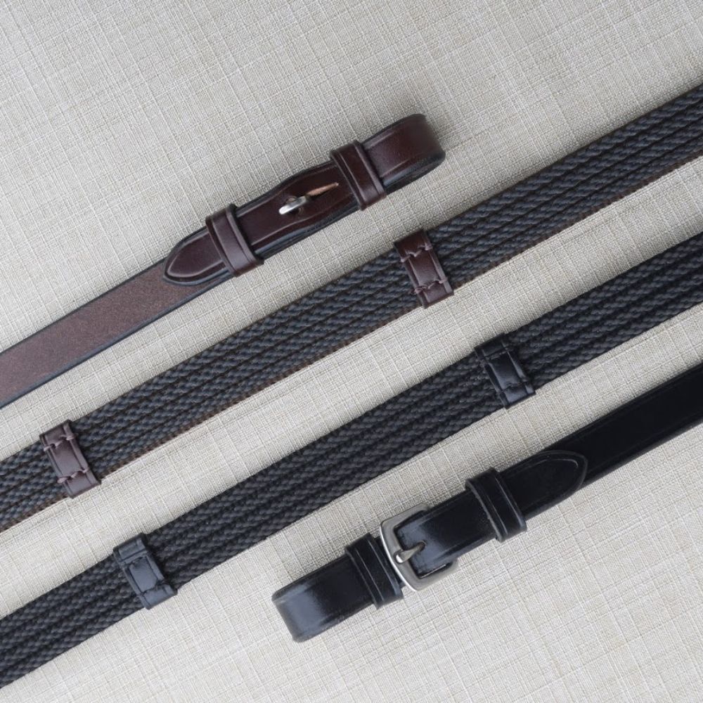 KL Select 5/8" Red Barn Special Grip Reins An Pin With Stops