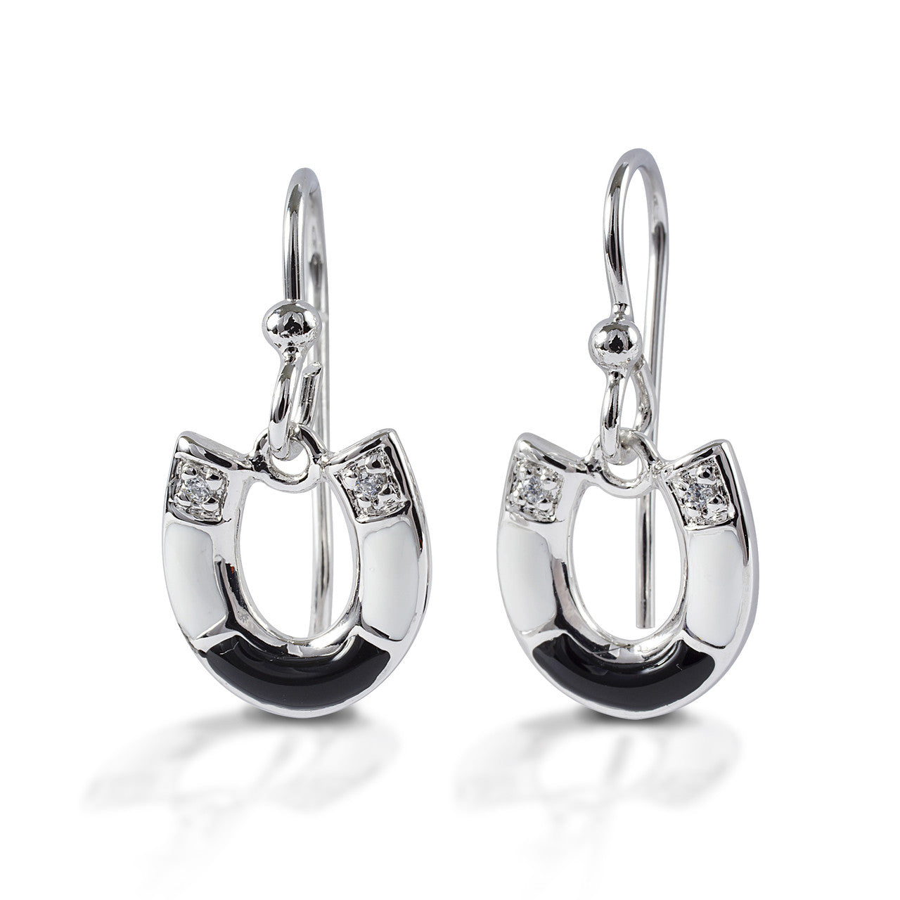 Kelly Herd Black & White Horseshoe Earrings - sku to order - 104333