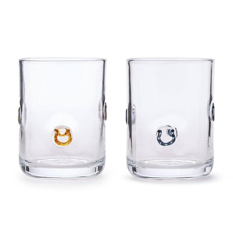 Horseshoe Double Old Fashion Hand-Painted Glass