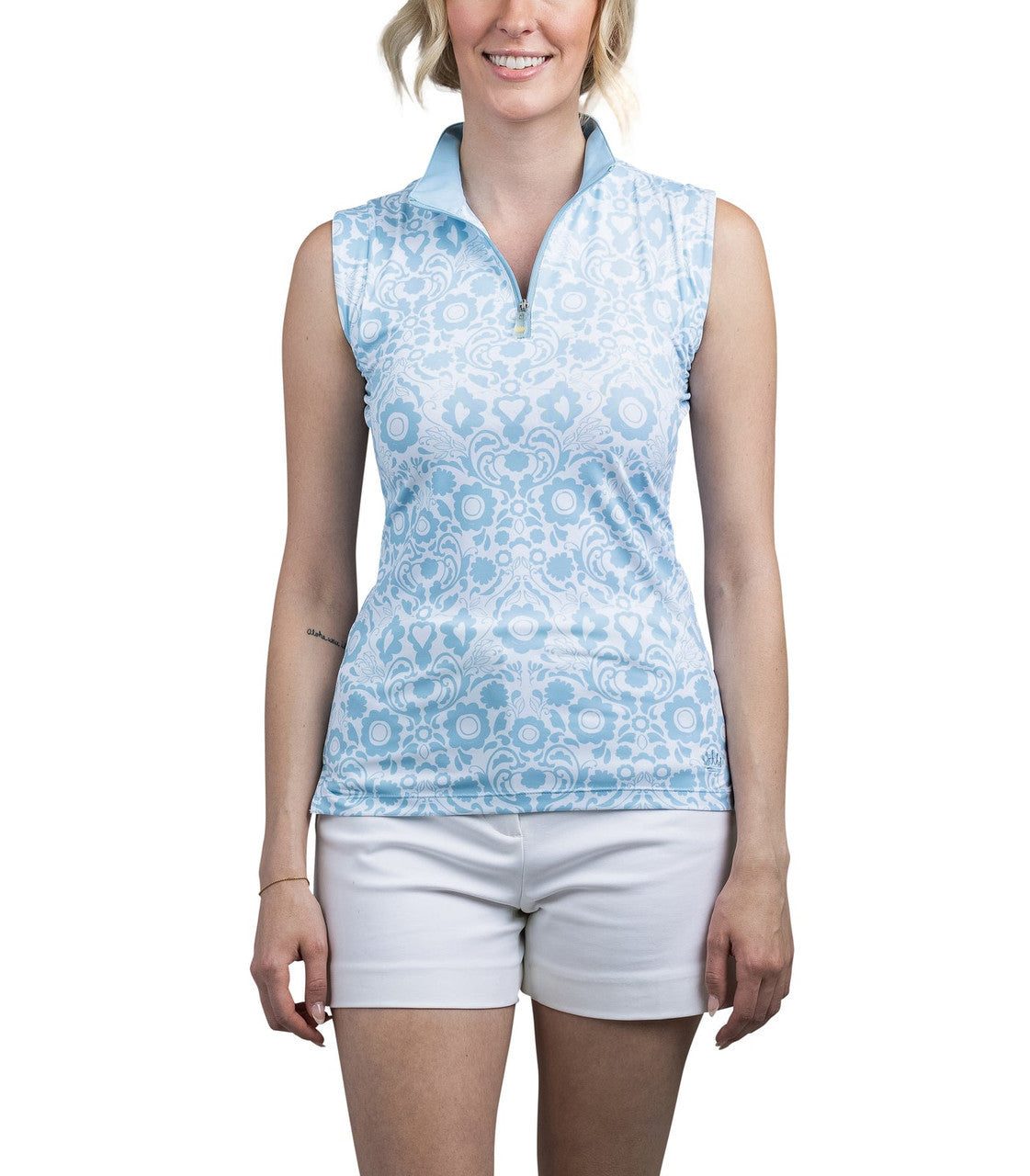 Kastel Denmark Light Blue Floral Tank 1/4 Zip - main