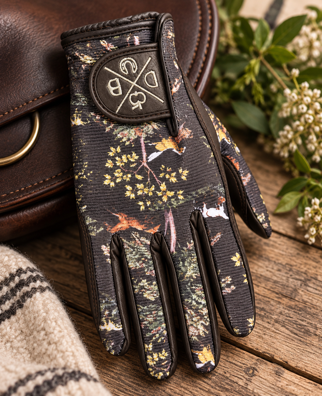 Dapplebay Autumn Toile Riding Gloves