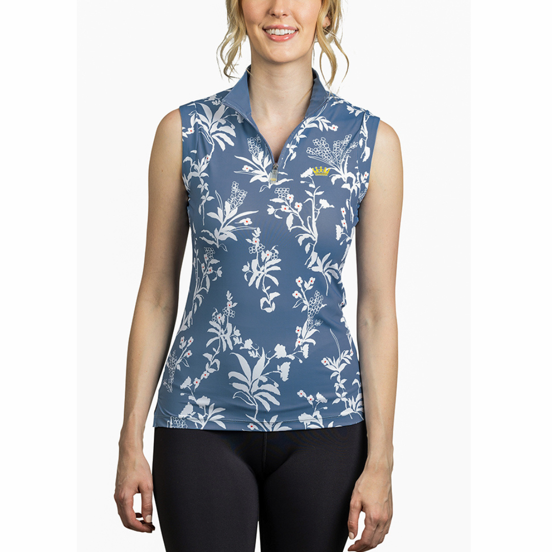 Kastel Denmark Denim Floral Sleeveless 1/4 Zip - main