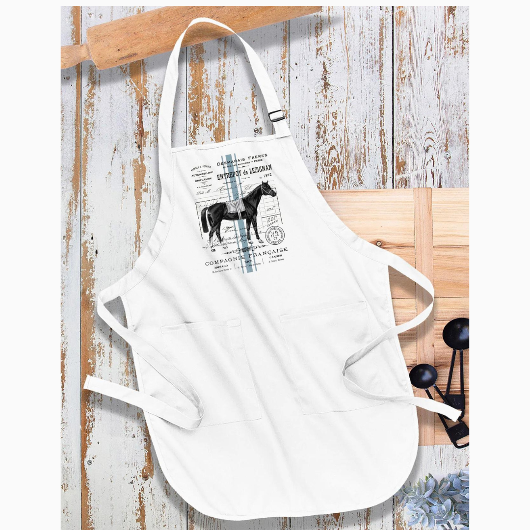 Avery Lane Vintage French Horse Kitchen Cotton Apron - sku to order - 60052897