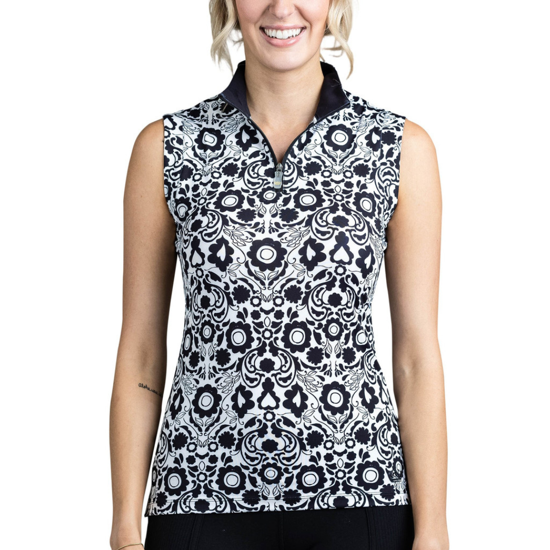 Kastel Denmark Black & White Floral Sleeveless Top - main