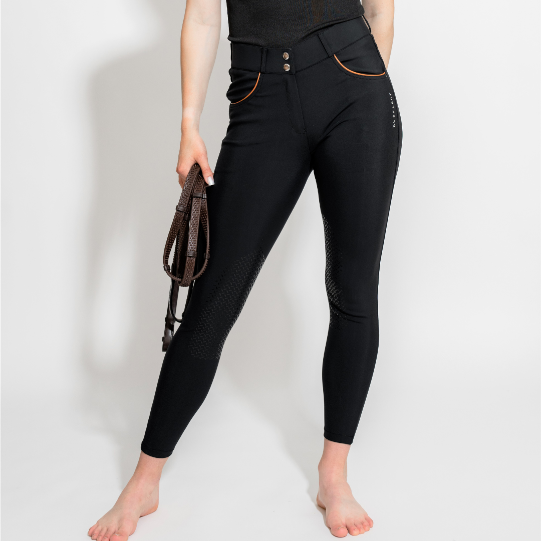 KL Select Gabrielle Knee Patch Breech - Black/Cognac - main