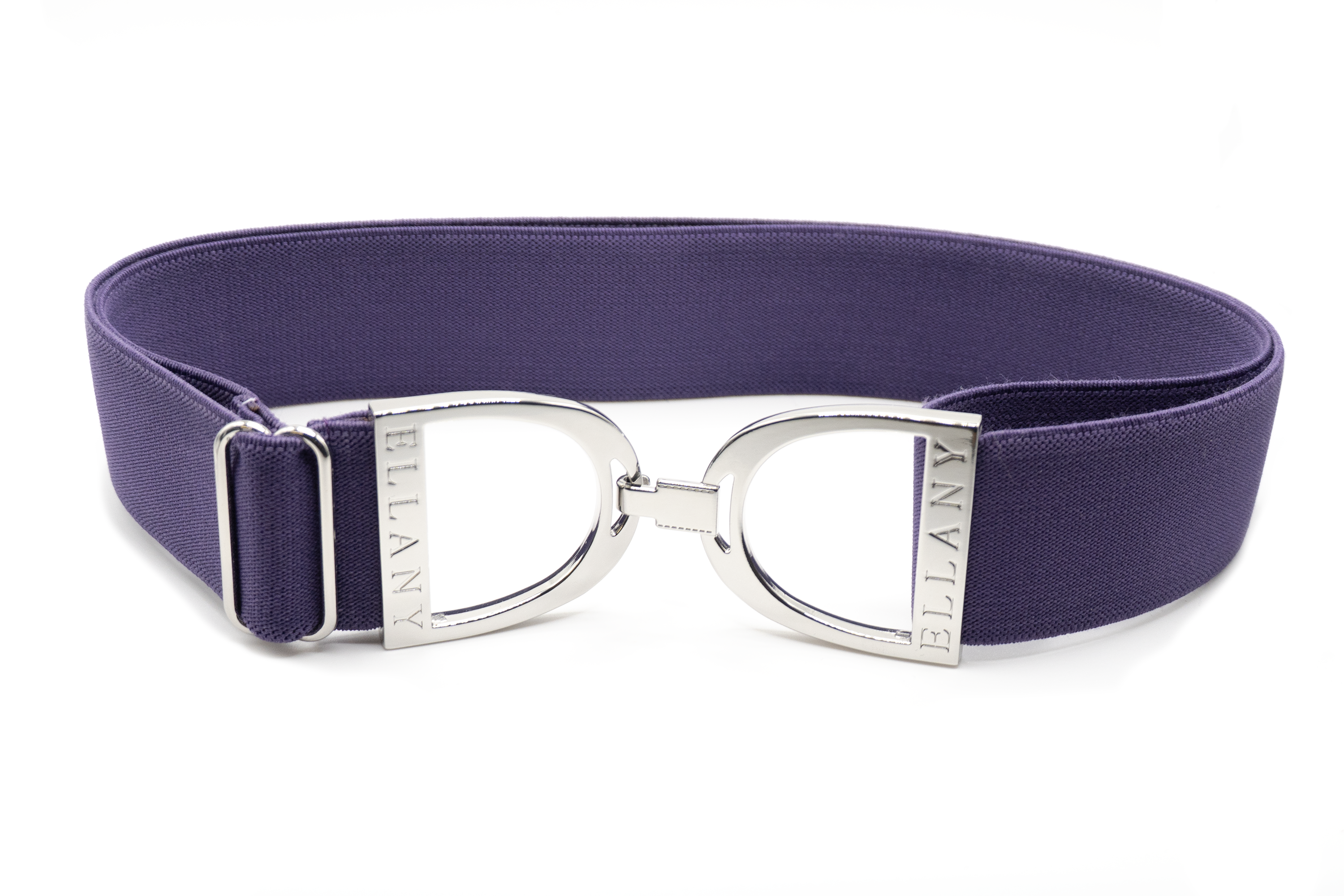 Ellany - Amethyst - 1.5" Silver Stirrup Elastic Belt